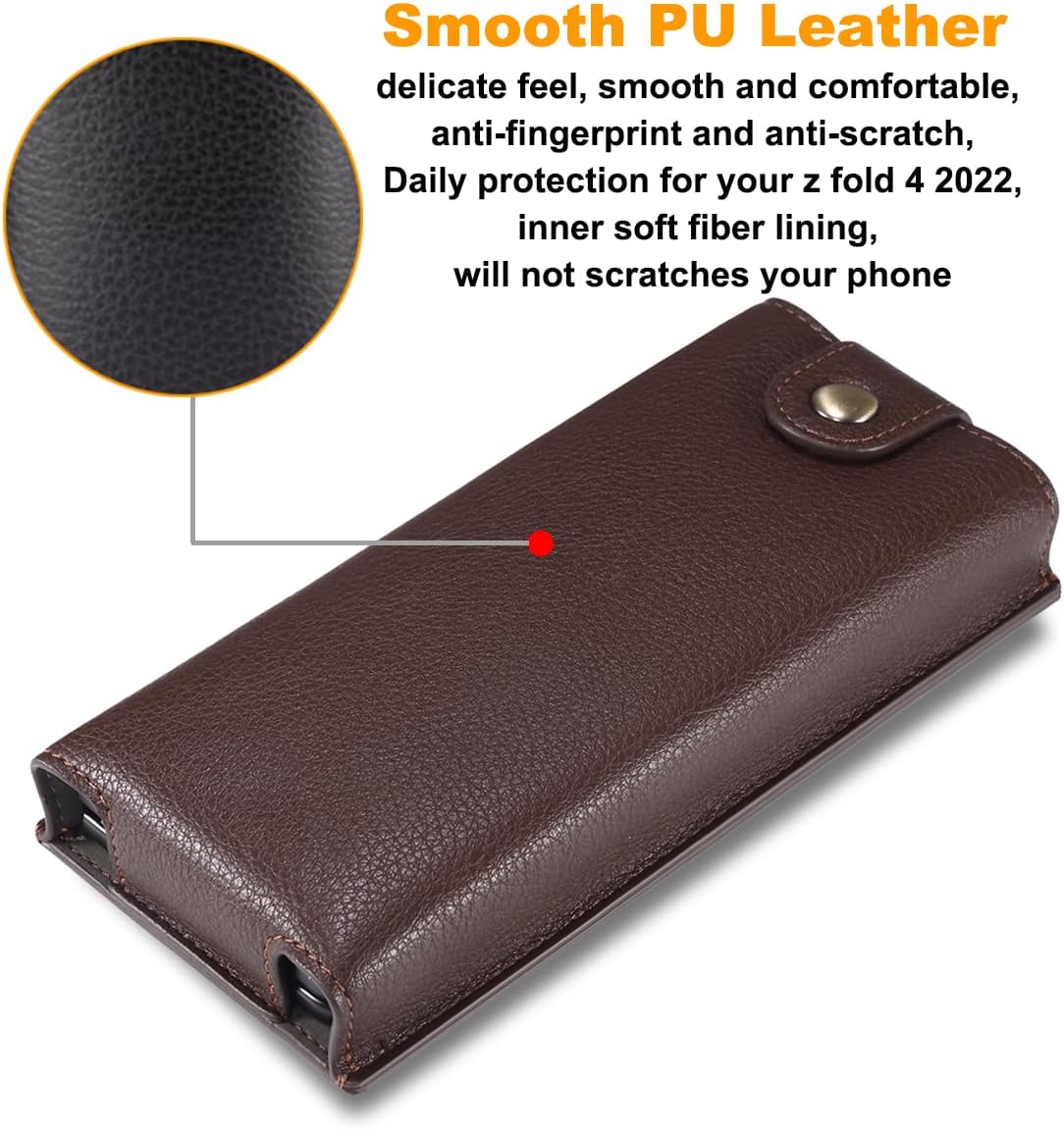 Funda para teléfono Samsung Galaxy Z Fold 4  Z Fold 3, bolsa de cuero sintético con clip giratorio 360 y mosquetón, protección completa para