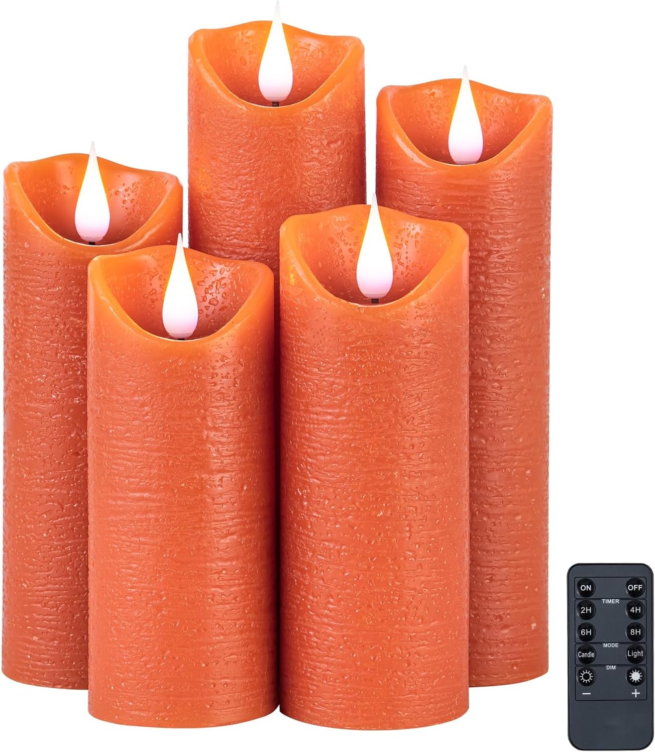 Velas sin llama con control remoto, efecto de onda de agua, velas LED sin llama con temporizador, juego de 5, color naranja