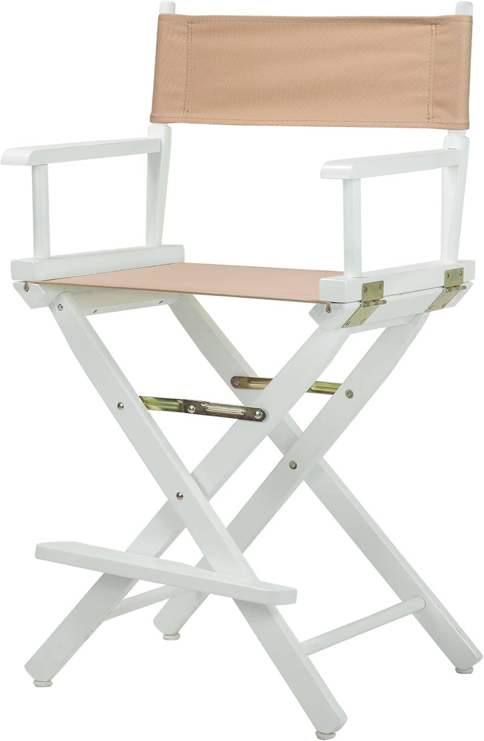Casual Home – Silla de director de 24.0in, marco blanco con lona bronceada, altura de mostrador