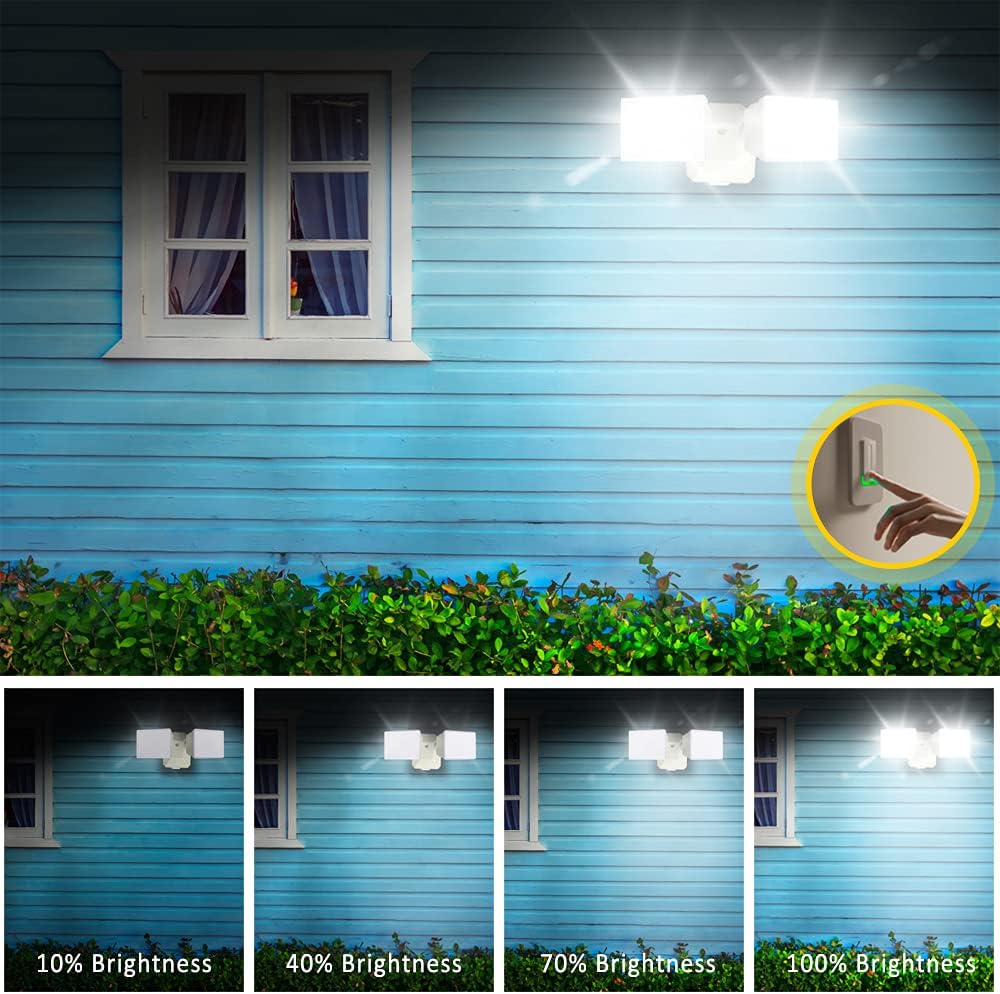 Luz de inundación regulable, controlada por interruptor, luz de seguridad LED exterior con cable de 110-120 V, 24 W (equivalente a 250 W) de pared