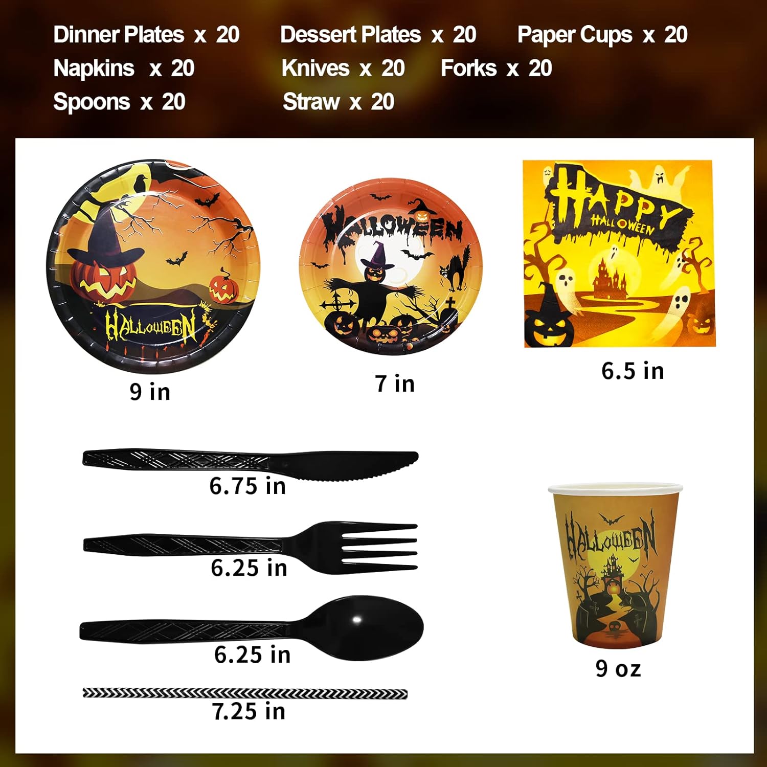 Suministros de fiesta de Halloween, decoraciones de fiesta de Halloween, platos de fiesta de Halloween, servilletas y juegos de tazas para fiesta de