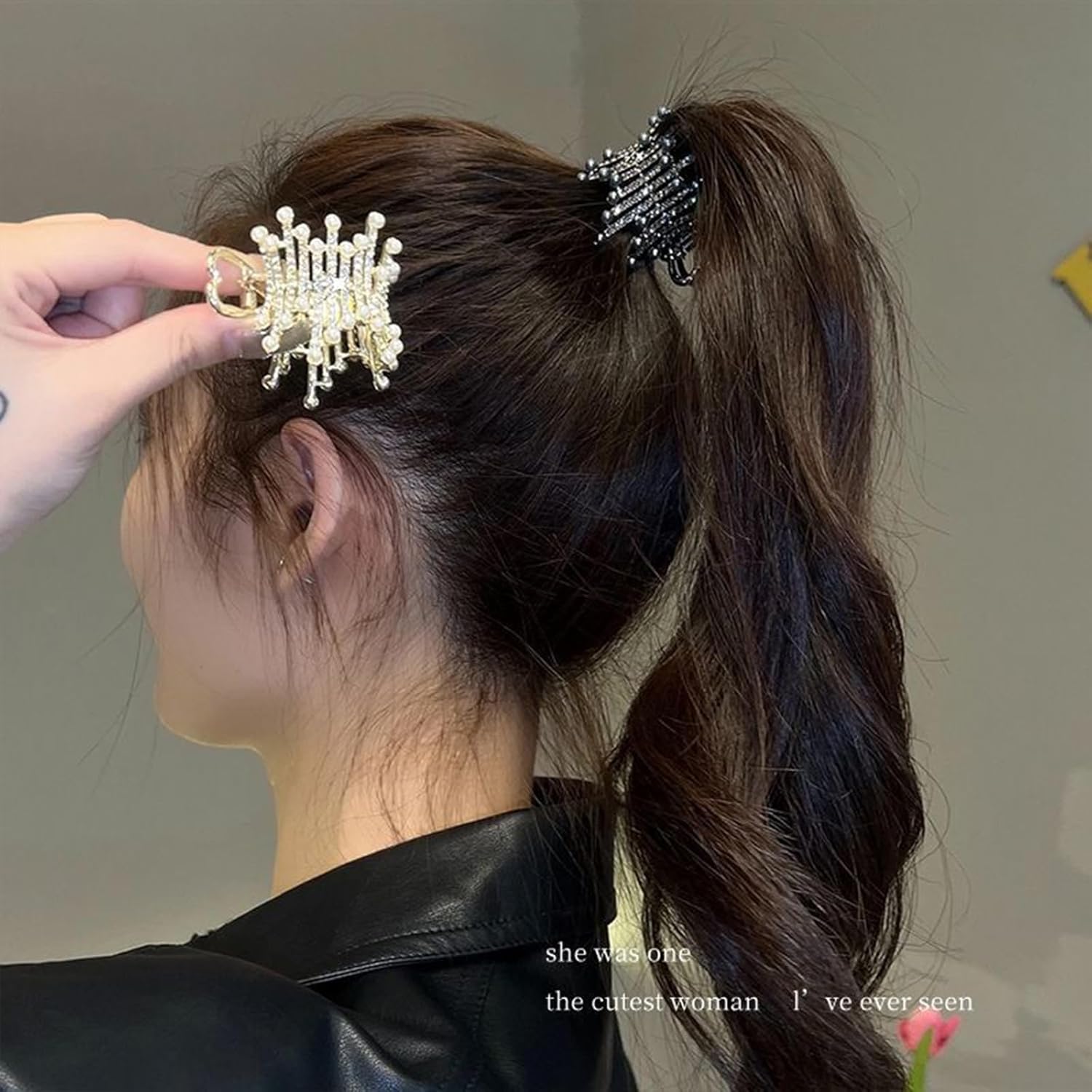 2 pinzas pequeñas de diamantes de imitación para el cabello, perlas de metal, pinza de cola de caballo de cristal, para mujeres y niñas, accesorios