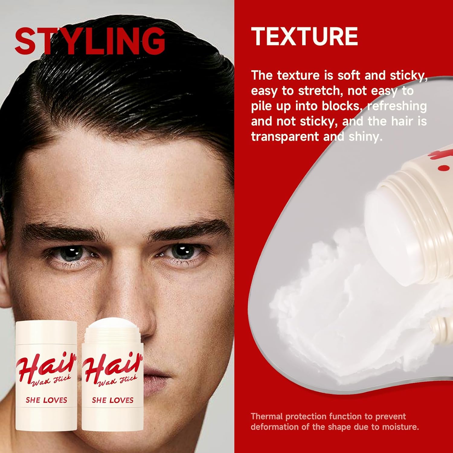 Palo de cera para el cabello para mujeres y hombres, no graso, de larga duración, cuidado rápido, Flyaways, gel de peinado para hacer el cabello,