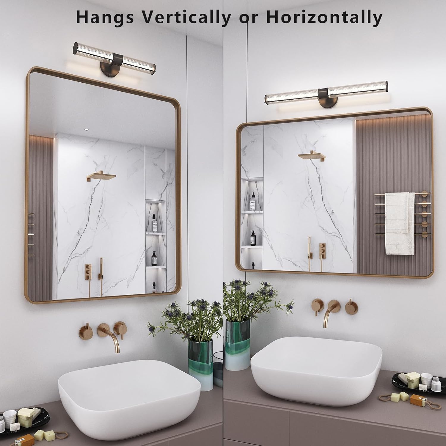 Espejo de baño dorado de 16 x 24 pulgadas, espejo rectangular redondeado con marco dorado, espejo de tocador de baño de latón dorado cepillado,