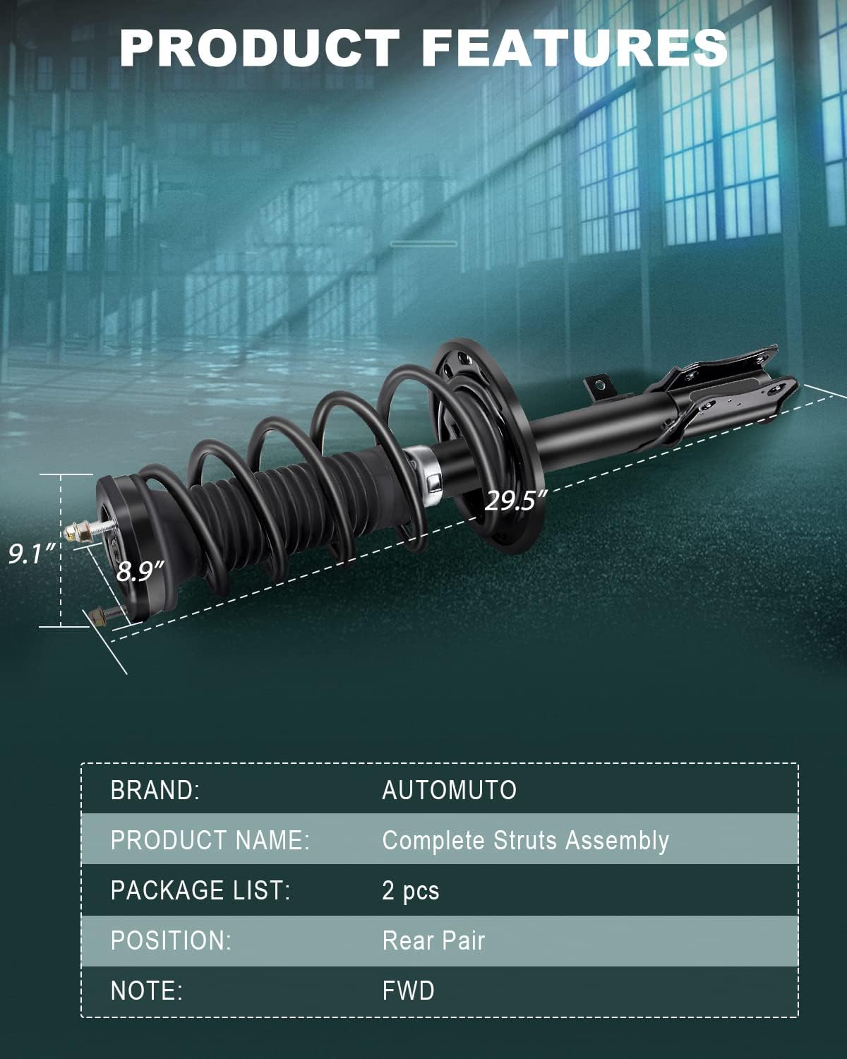 AUTOMUTO 2 puntales de montaje de resorte trasero y amortiguador FWD para 2002-2006 para Toyota Camry, 2004-2006 para Lexus Es330, 2004-2006 para