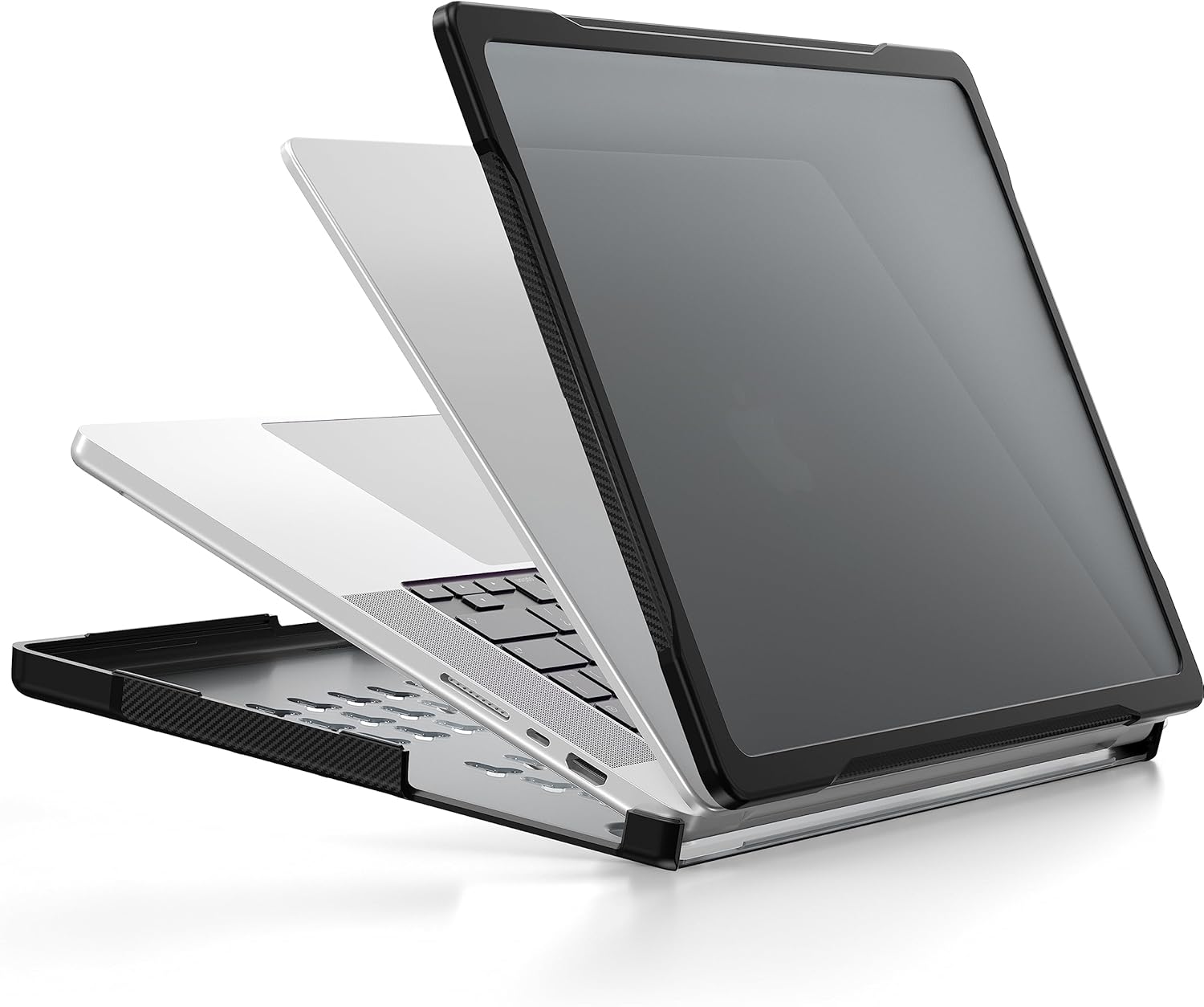 Batianda Funda de protección definitiva para MacBook Pro 14 2021 2023 modelo A2442A2779, bordes de fibra de carbono mate, a prueba de golpes,