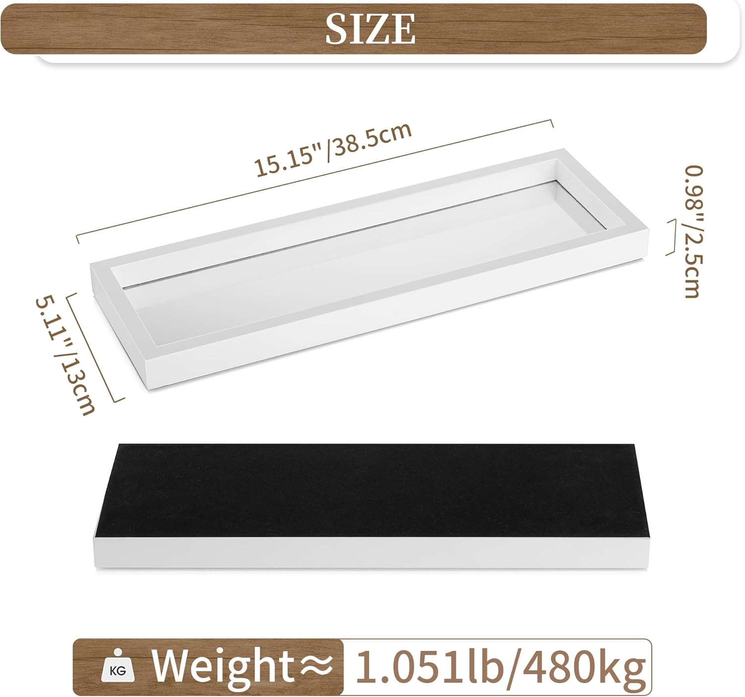 Hanobe Bandeja de perfume de tocador de baño Bandejas de espejo para mostrador de aparador, centro de mesa rectangular decorativo blanco, decoración