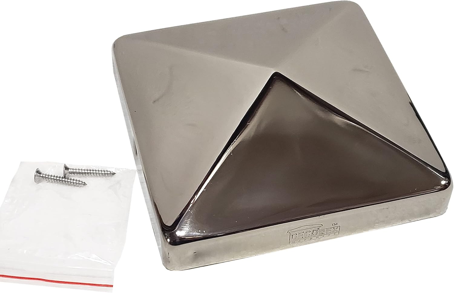 Tapa de poste de pirámide de acero inoxidable de 5.5 x 5.5 pulgadas para postes de madera verdaderosreales de 5.5 x 5.5 pulgadas (funciona solo con
