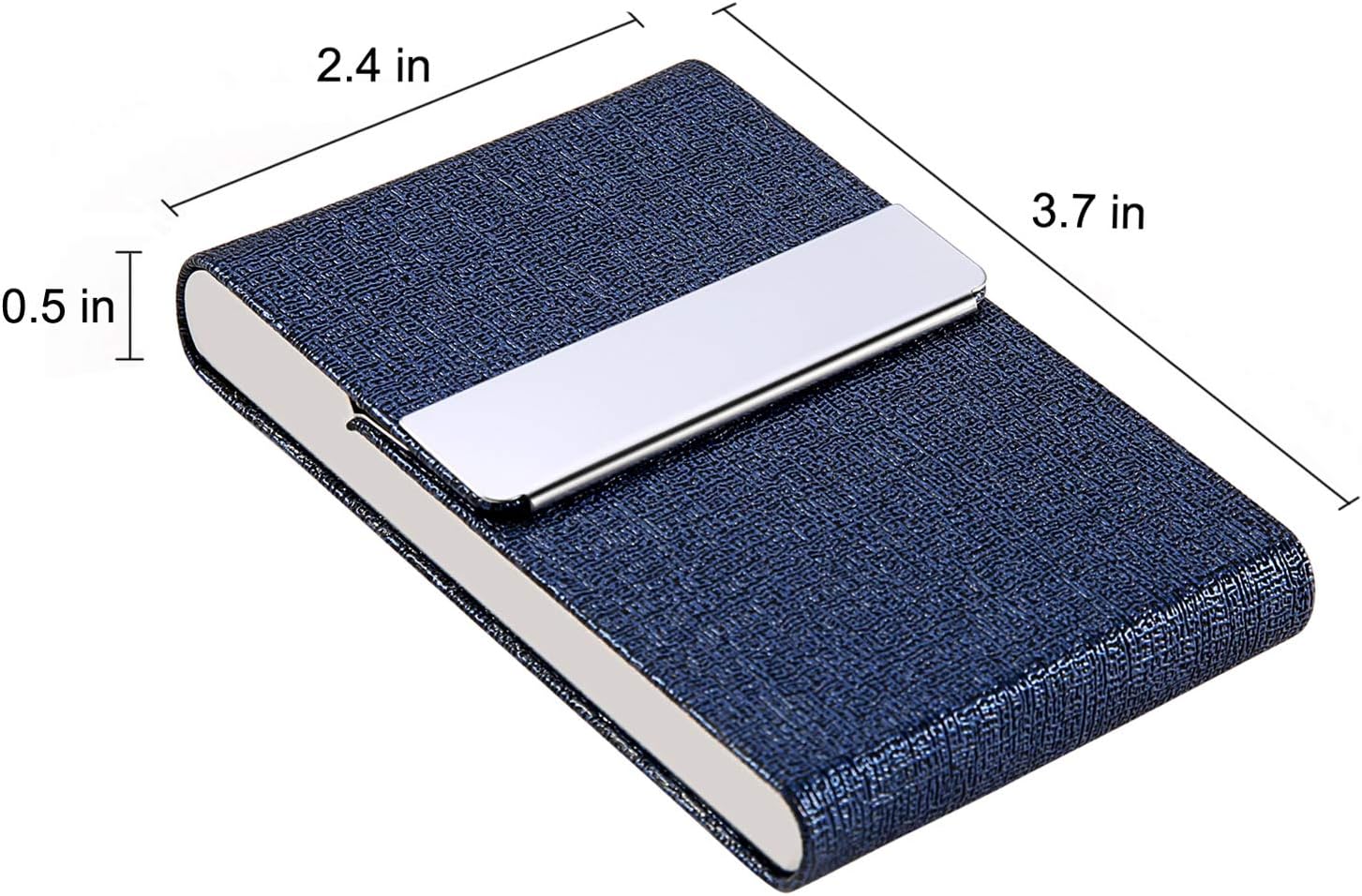 Tarjetero con diseño ultra delgado, funda para tarjetas de visita con piel sintética de alta calidad, bolsillo para trajes, tarjetero metálico para