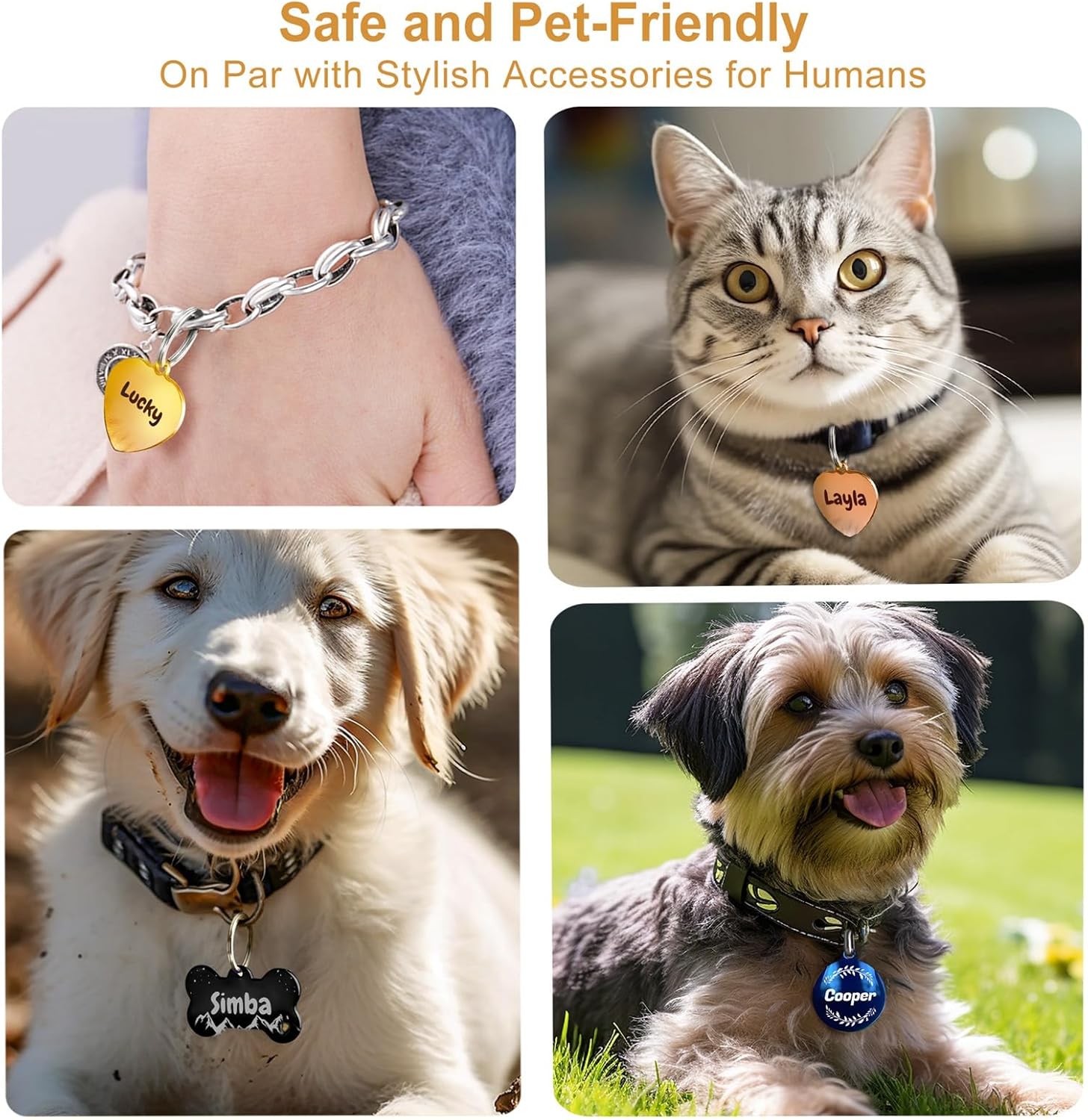 Etiquetas de perro personalizadas grabadas para mascotas  Etiquetas de identificación de gato y perro de acero inoxidable duraderas para collar