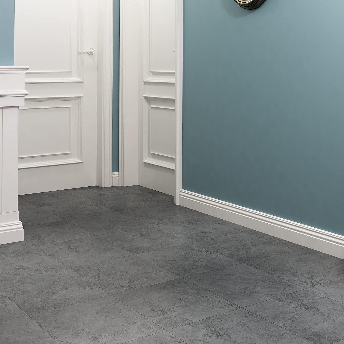 Livelynine 16-Pack Grey Slate Flooring Peel and Stick Floor Tile Waterproof Vinyl Flooring Sheet Self Adhesive Floor Tiles for Bathroom Laminate