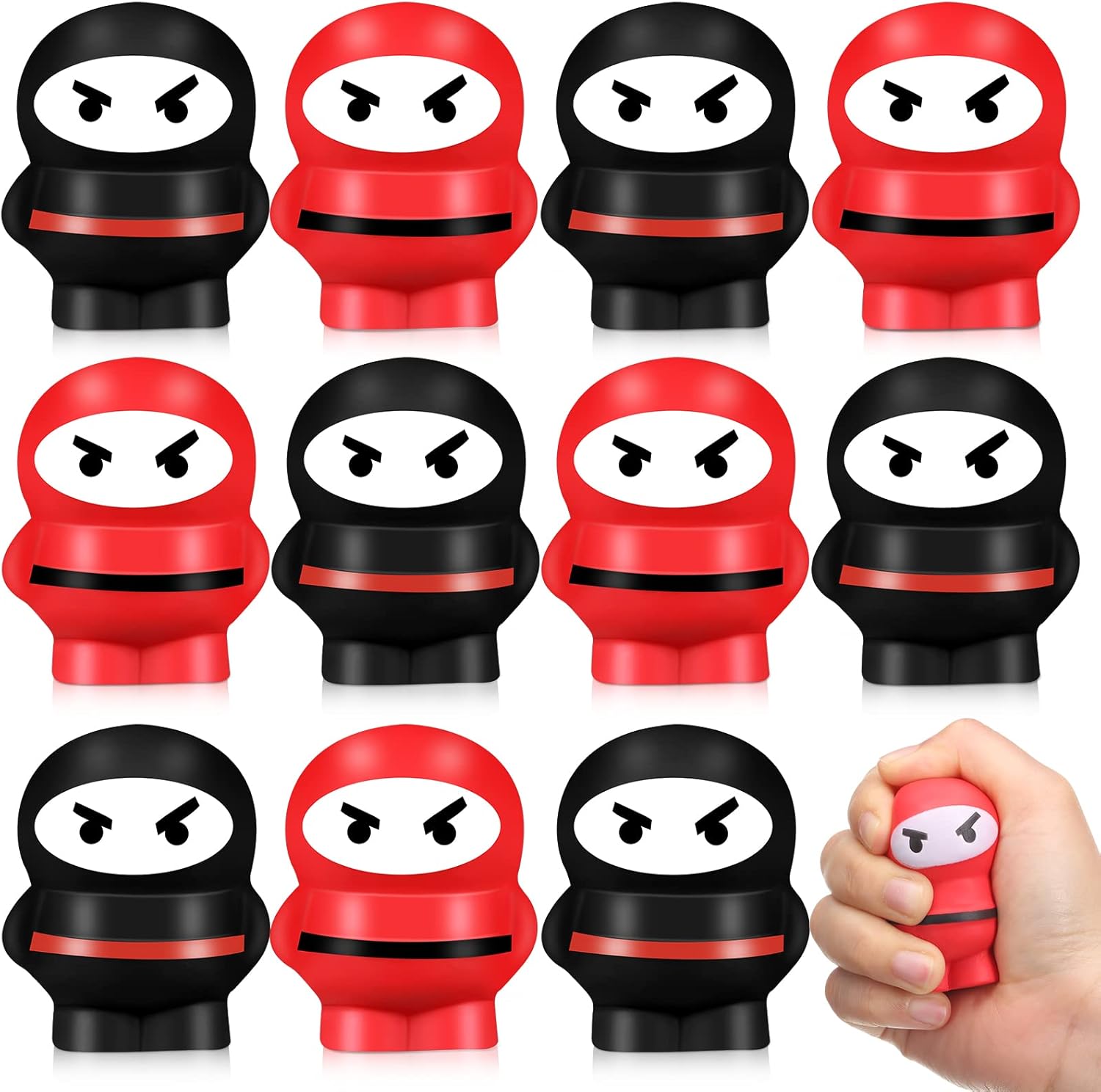 12 piezas de bolas ninja para el estrés, figuras de guerreros y luchadores, regalos de fiesta ninja, juguetes para el estrés, juguetes ninja suaves