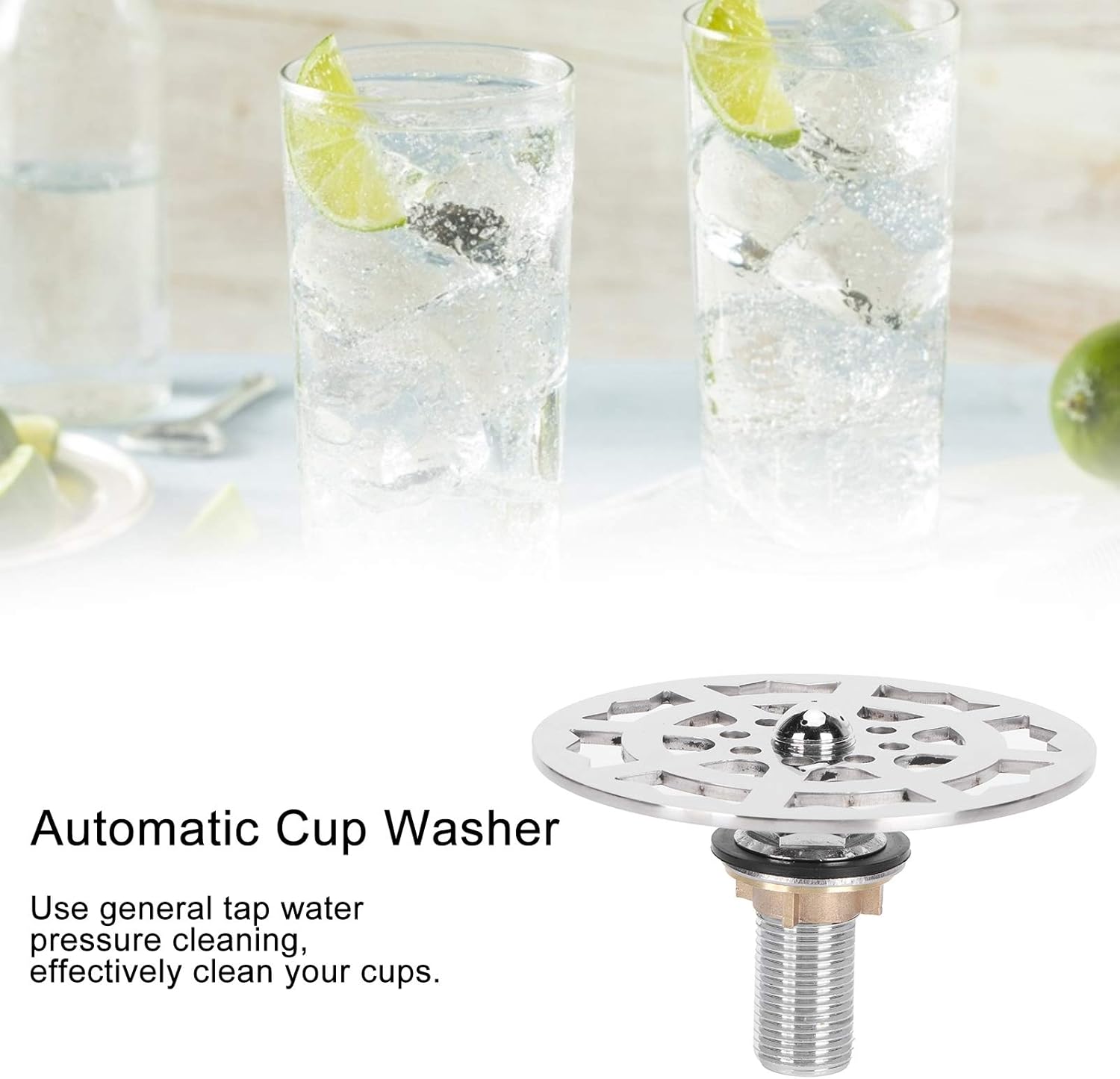 Limpiador automático de tazas Grifo limpiador de tazas, barra de enjuague de vidrio Cabeza de grifo de enjuague de acero inoxidable Grifo de