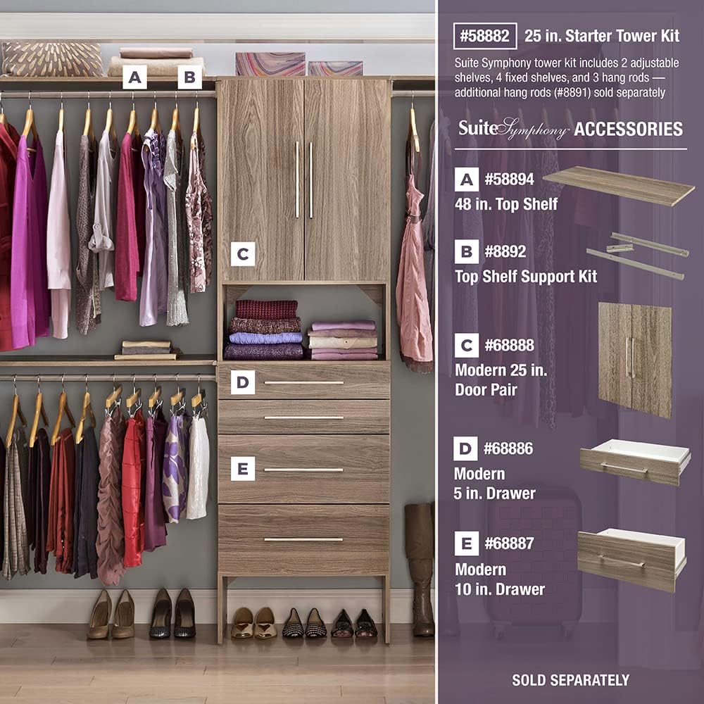 Cubículo ClosetMaid SuiteSymphony de 25 x 6 pulgadas
