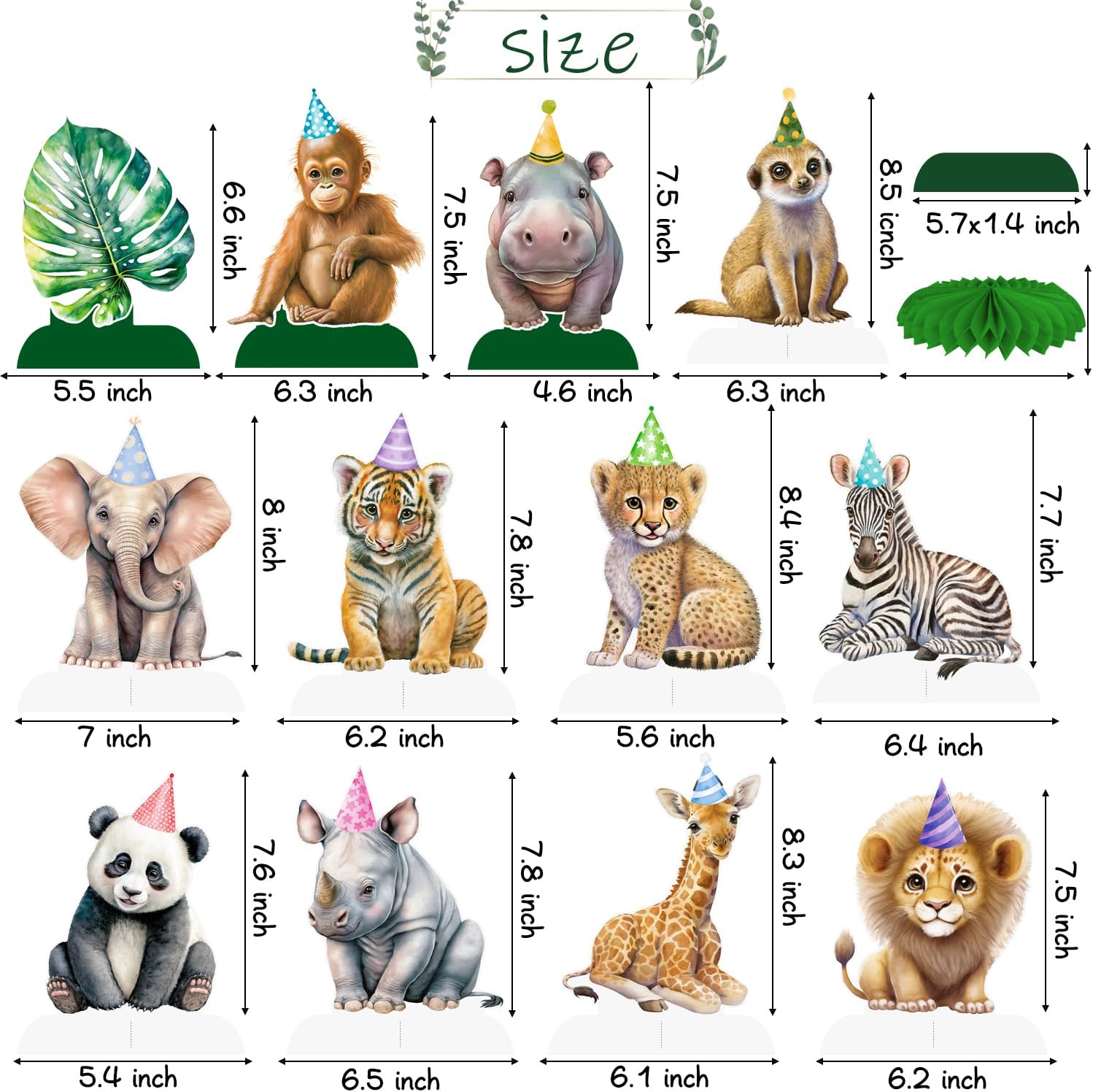 Centros de mesa para fiesta de animales de safari, diseño de panal de abeja, decoración de fiesta temática de selva, centro de mesa de fiesta de
