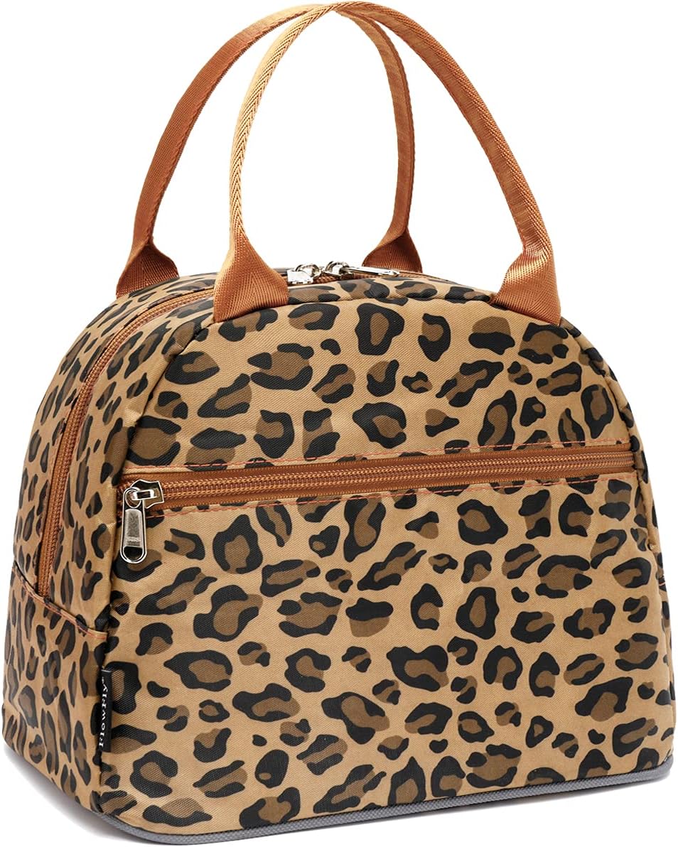 FlowFly Bolsa de almuerzo, organizador de almuerzo, soporte para almuerzo, bolsa térmica para almuerzo, bolsa térmica para mujereshombres, leopardo