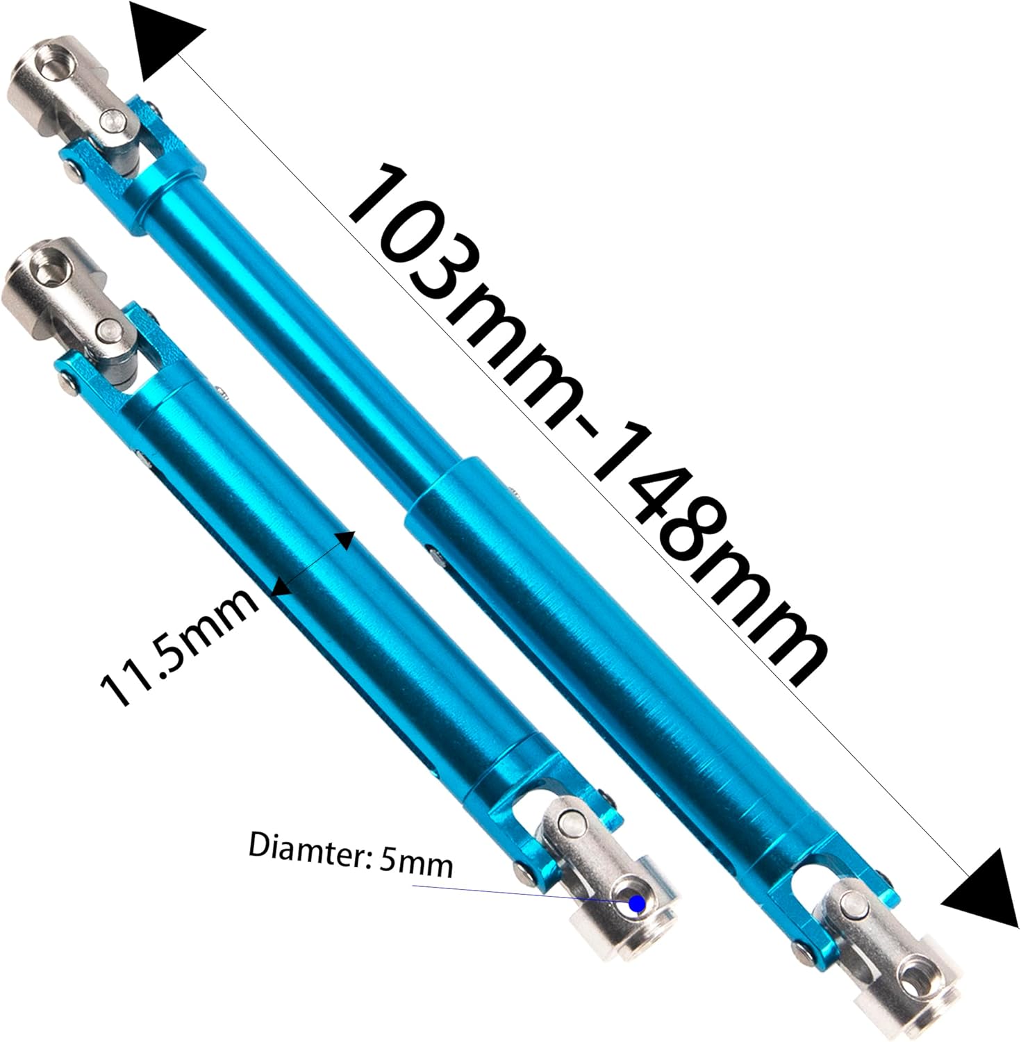 ShareGoo – Eje de transmisión de aleación de aluminio RC para coche, 4.055-5.827in, junta universal CVD, compatible con Axial SCX10 Tamiya CC01 D90