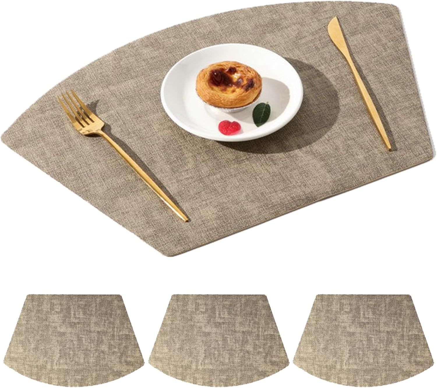 Manteles individuales de cuero sintético para mesas redondas, lavables, antideslizantes, juego de 468 (color barro, tamaño juego de 4)