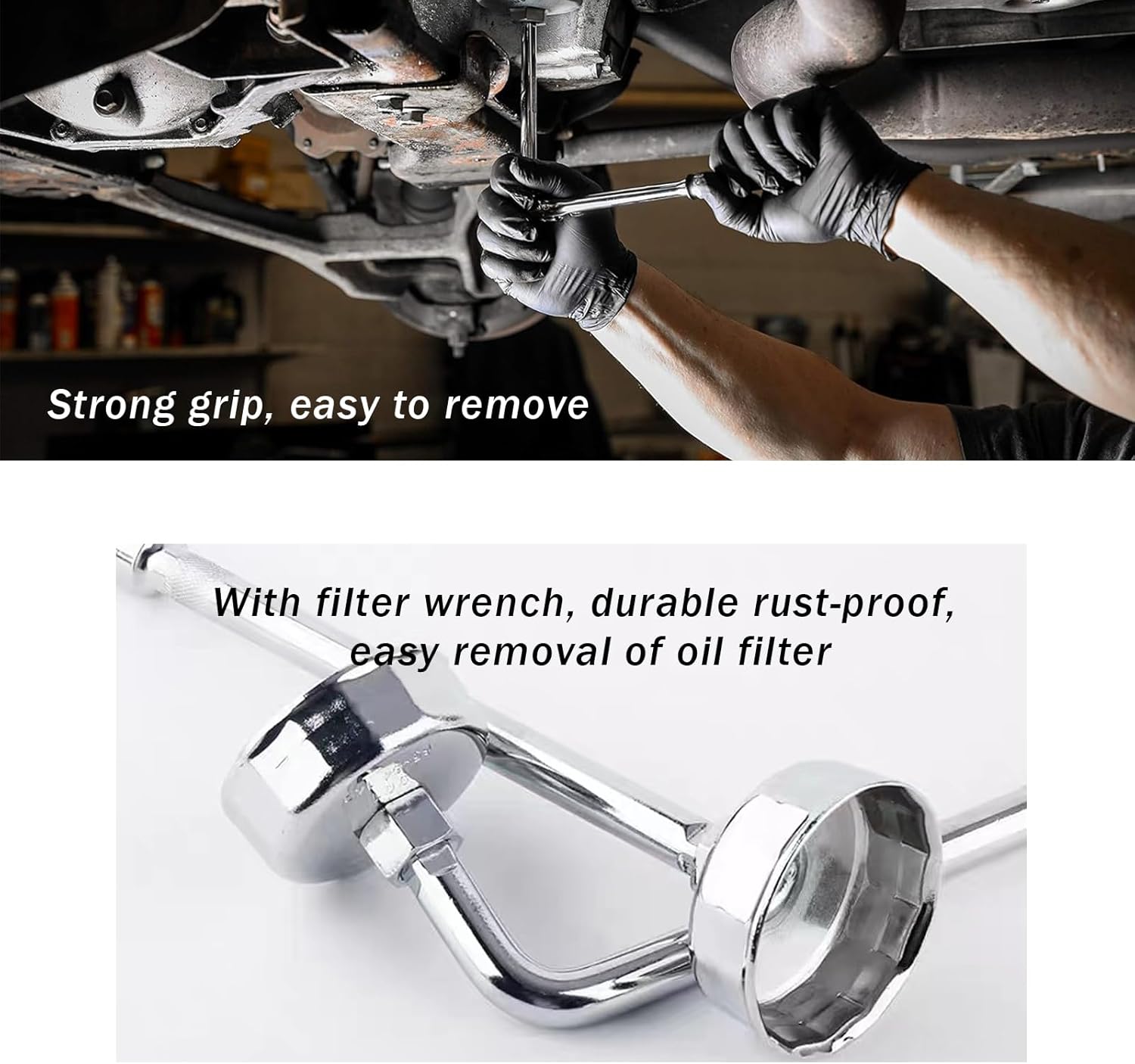 1 llave de filtro de motor de automóvil, cabeza cuadrada hexagonal con tapa de acero, carcasa de bandeja de aceite, llave de enchufe, accesorios de