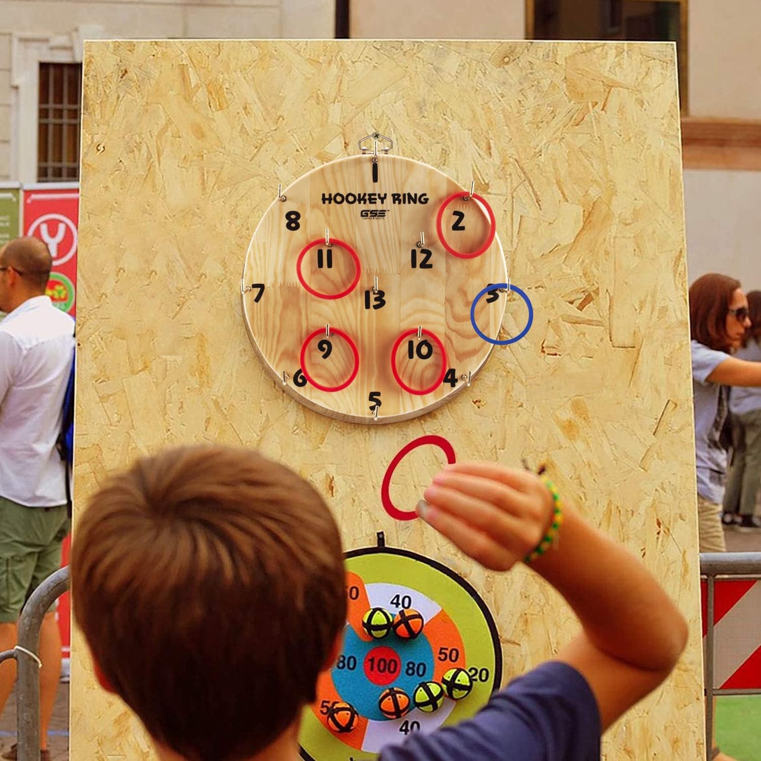 Juego de lanzamiento de anillos GSE para adultos, juego de lanzamiento de gancho y anillo, soporte de pared para exterioresinteriores, juego de