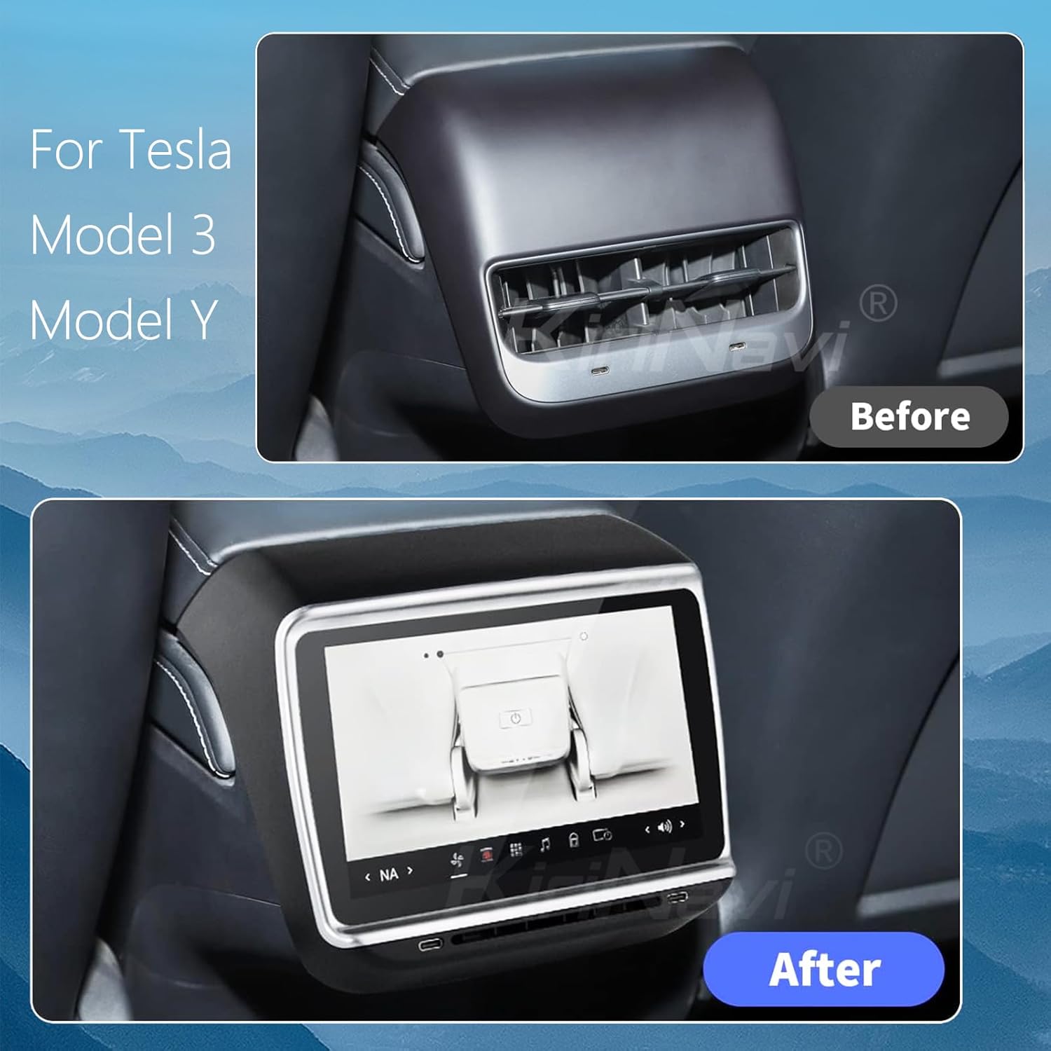 Tesla 7.2 pulgadas asiento trasero pantalla pantalla para Tesla modelo 3 Y, Pixel LCD aire acondicionado control IPS multimedia asiento trasero