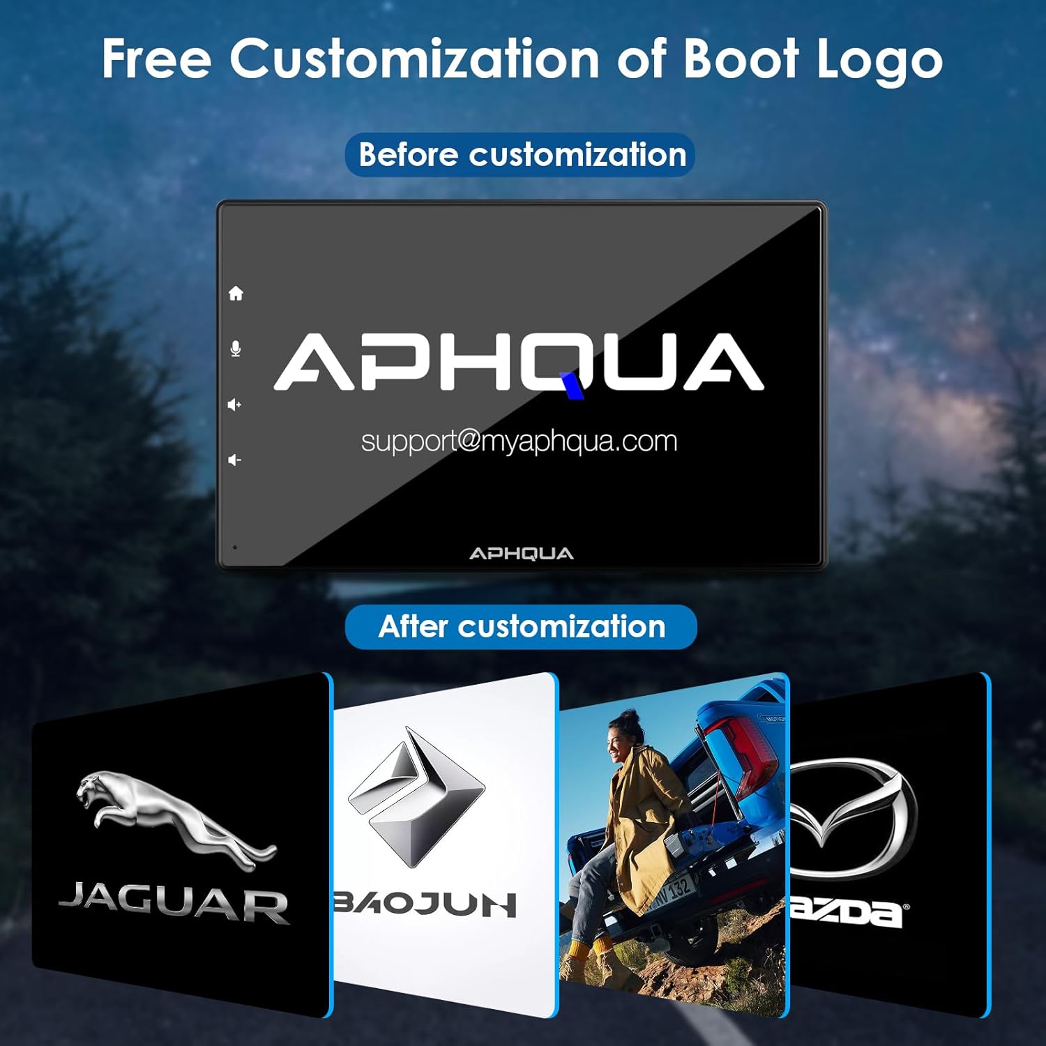 Actualización – La más reciente pantalla inalámbrica portátil Apple Carplay y Android Auto, pantalla Carplay con enlace de espejoAUXFM, pantalla