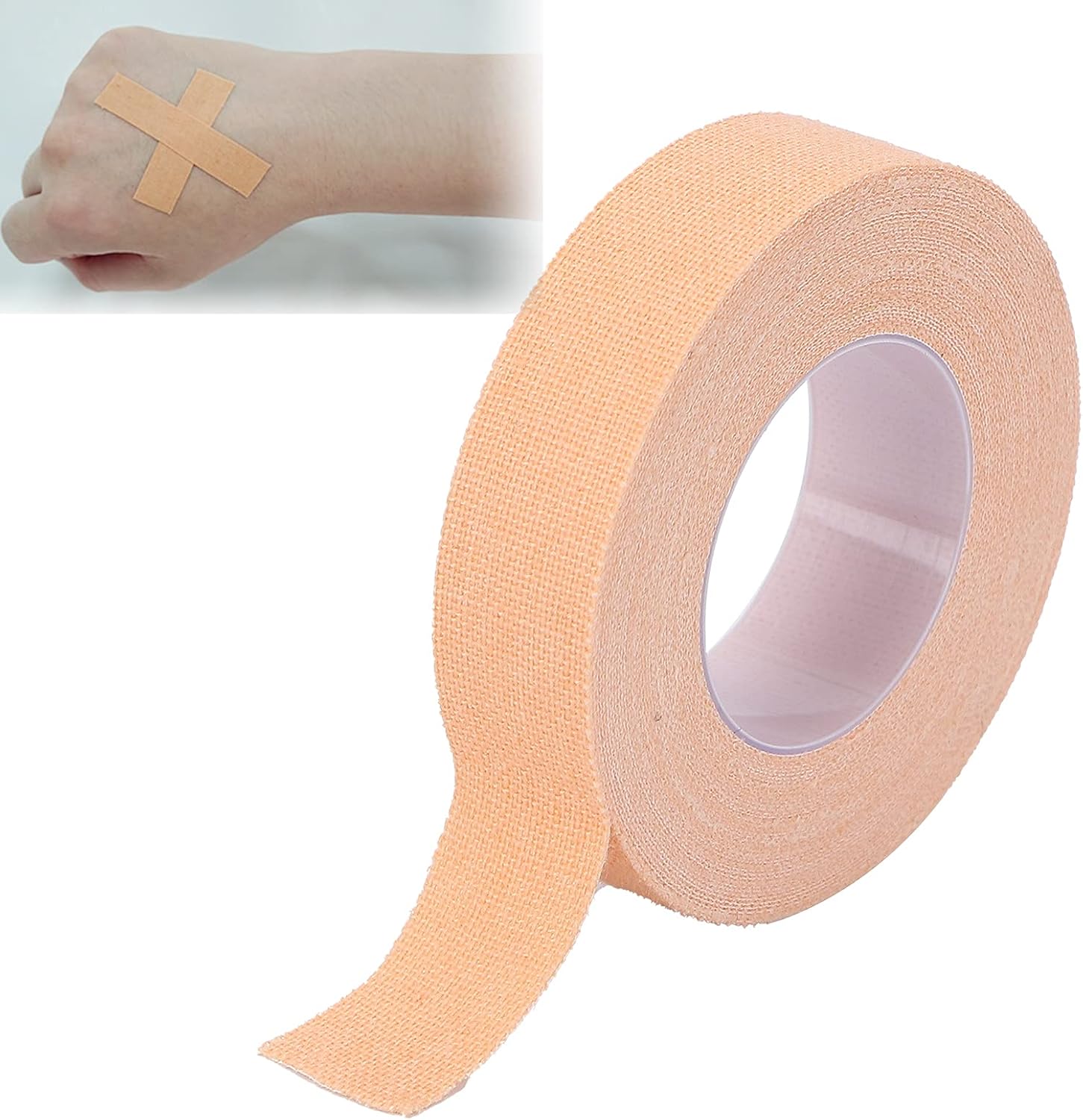 Cinta autoadhesiva, vendaje adhesivo color piel transpirable cinta quirúrgica para el cuidado de heridas deportes (0.5 in x 16.4 ft)