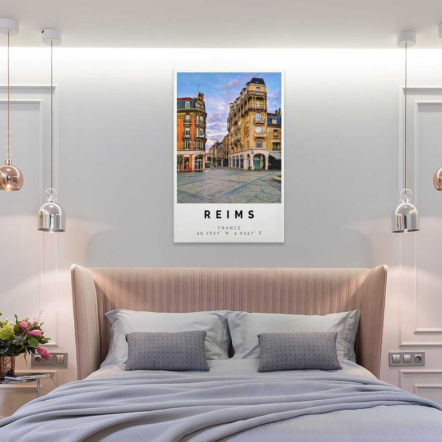 Reims Poster Bunter Druck, Reims Wandkunst, Reims Foto Dekor, Reims Geschenk Reisedruck, Poster for Room Aesthetics Canvas Wall Art Poster And Print