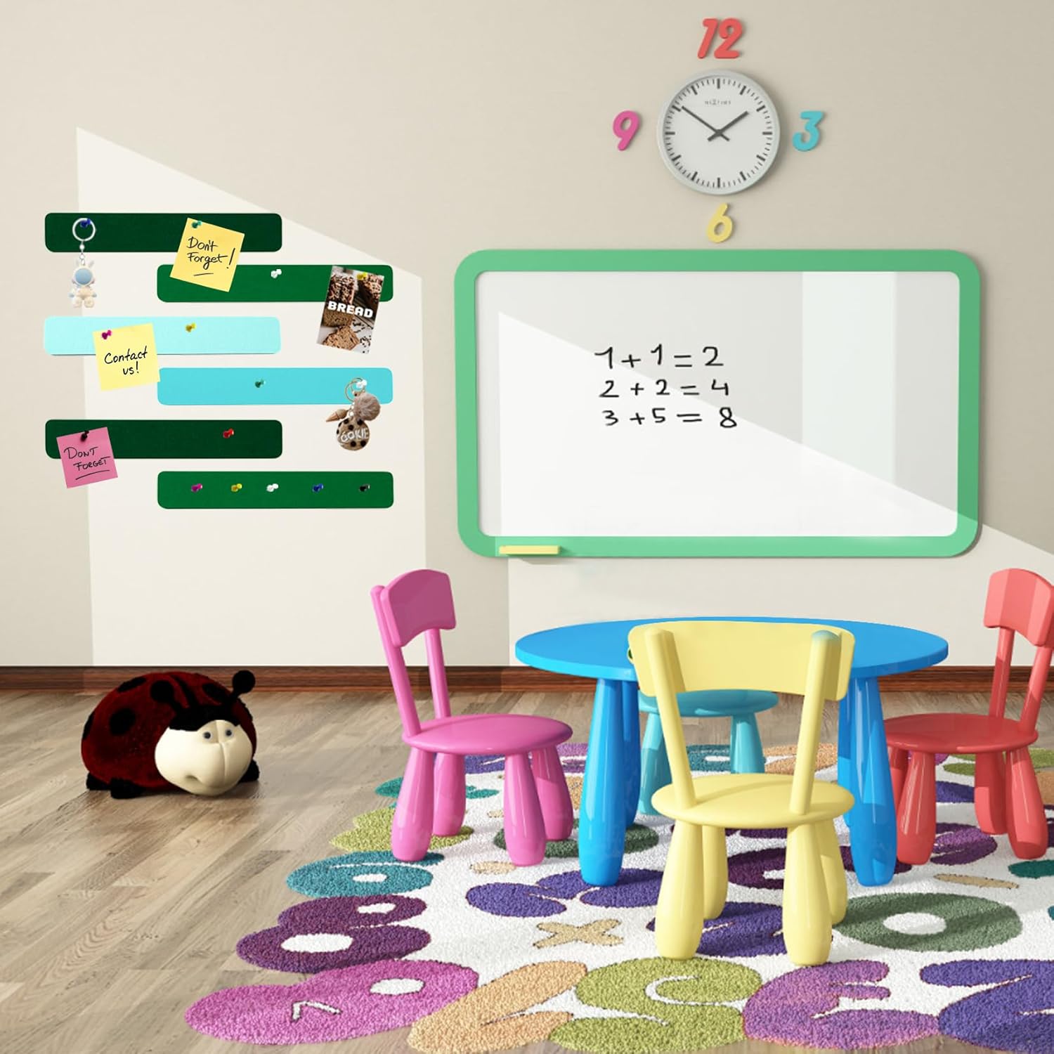 6 tiras rectangulares de corcho de fieltro con 35 alfileres, autoadhesivas, tablero de anuncios para oficina, escuela, hogar, decoración de pared,