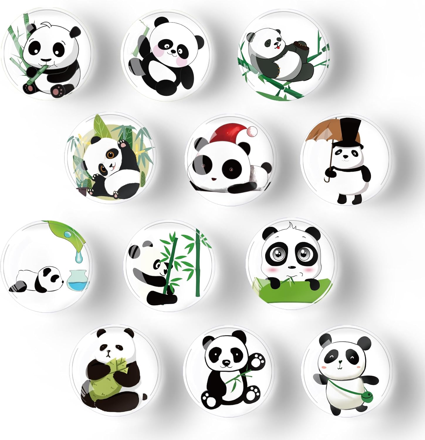 12 calcomanías de cristal para nevera, imanes de nevera de panda para decoración de manualidades, imanes fuertes para nevera para cocina, escuela,