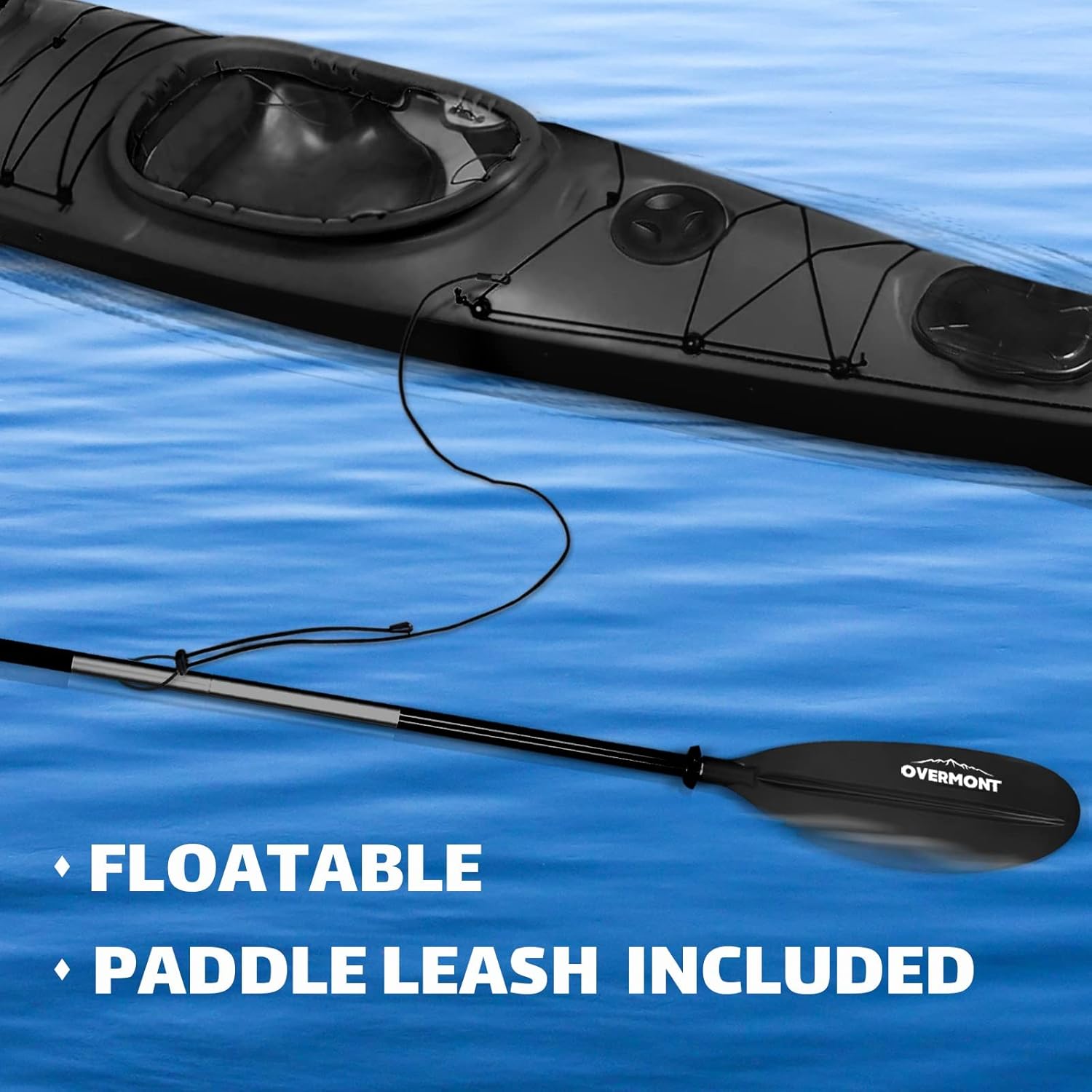 Overmont – Remo para kayak de 90.5pulgadas, aleación de aluminio resistente, ligero, para kayaks inflables con correa de remo.
