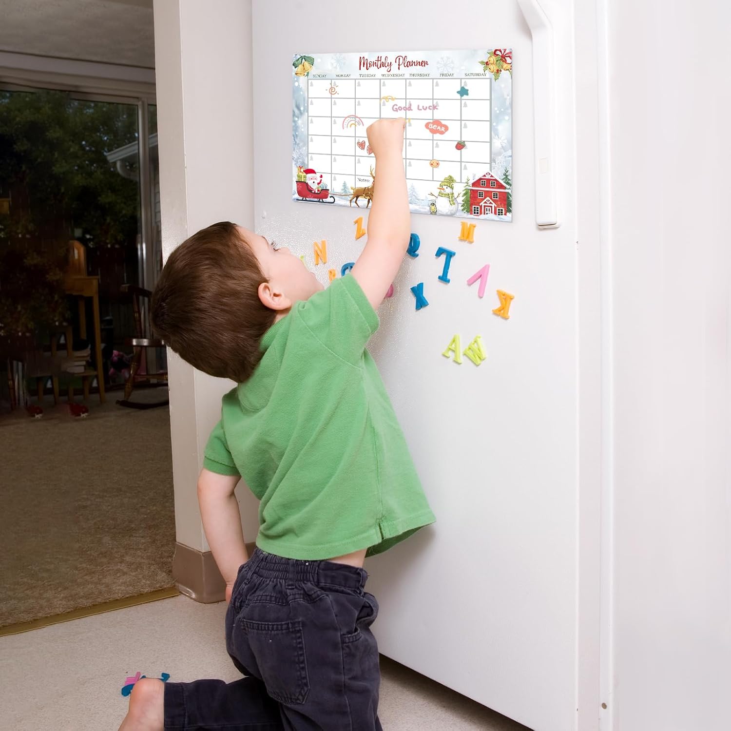 YoeeJob Calendario magnético para nevera, juego de pizarra de borrado en seco de 17 x 12 pulgadas para refrigerador, calendario mensual magnético,