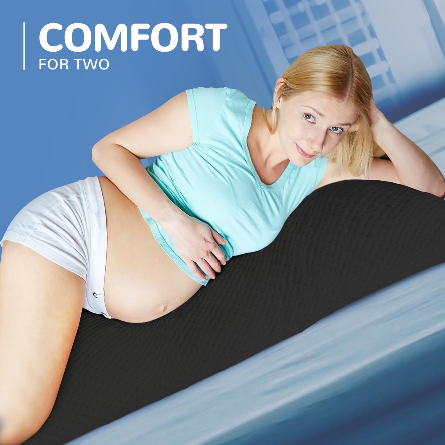 ELEMUSE Almohada de cuerpo completo para adultos, espuma viscoelástica triturada y funda de enfriamiento con cremallera, almohada larga de 20 x 54