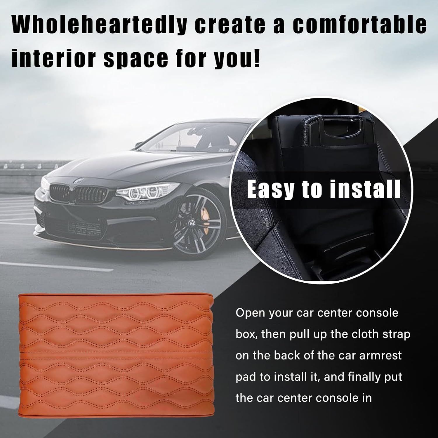 Cojín para consola central de automóvil, de cuero de espuma viscoelástica, para reposabrazos de automóvil, funda universal impermeable para las