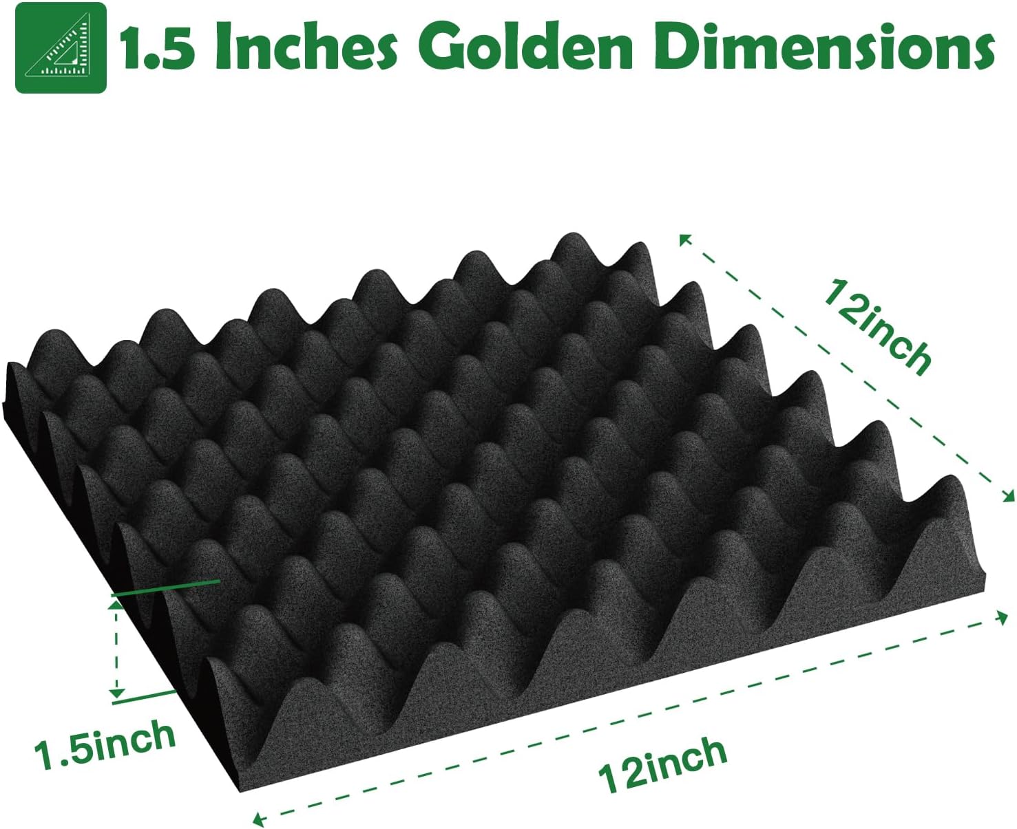 Paquete de 12 almohadillas de espuma para caja de huevos de 1.5 x 12 x 12 pulgadas (diseño más insonorizante), acolchado de espuma mejorado, paneles