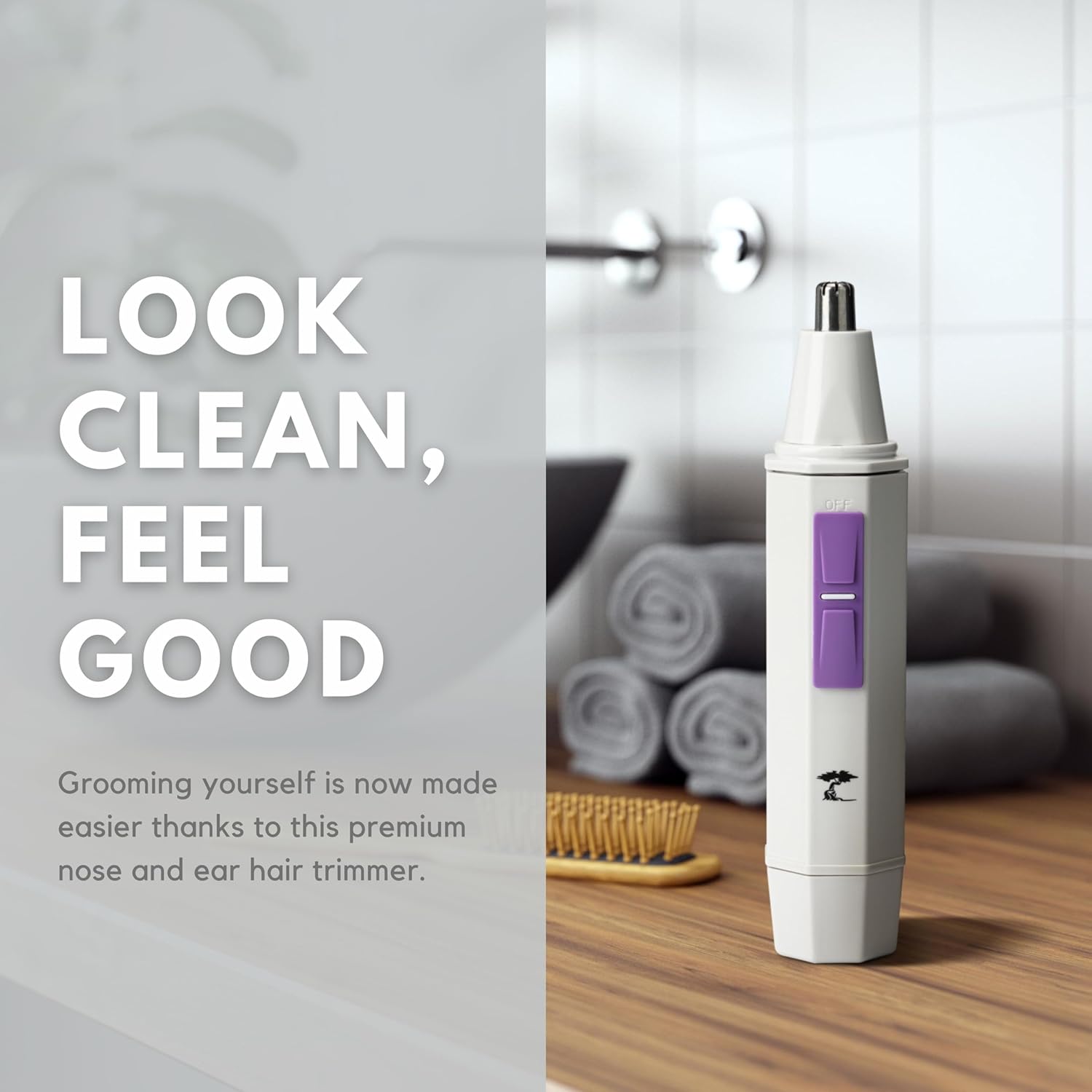 ToiletTree Products Recortadora de pelo blanco resistente al agua para nariz y orejas con luz LED