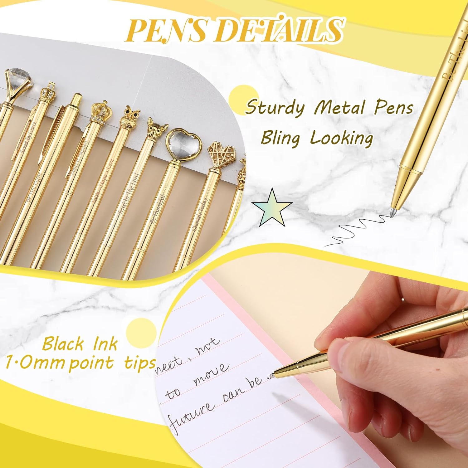 12 bolígrafos inspiradores con versículo bíblico, escritura cristiana, bolígrafos de arena líquida con purpurina de cristal, corona, bonitos