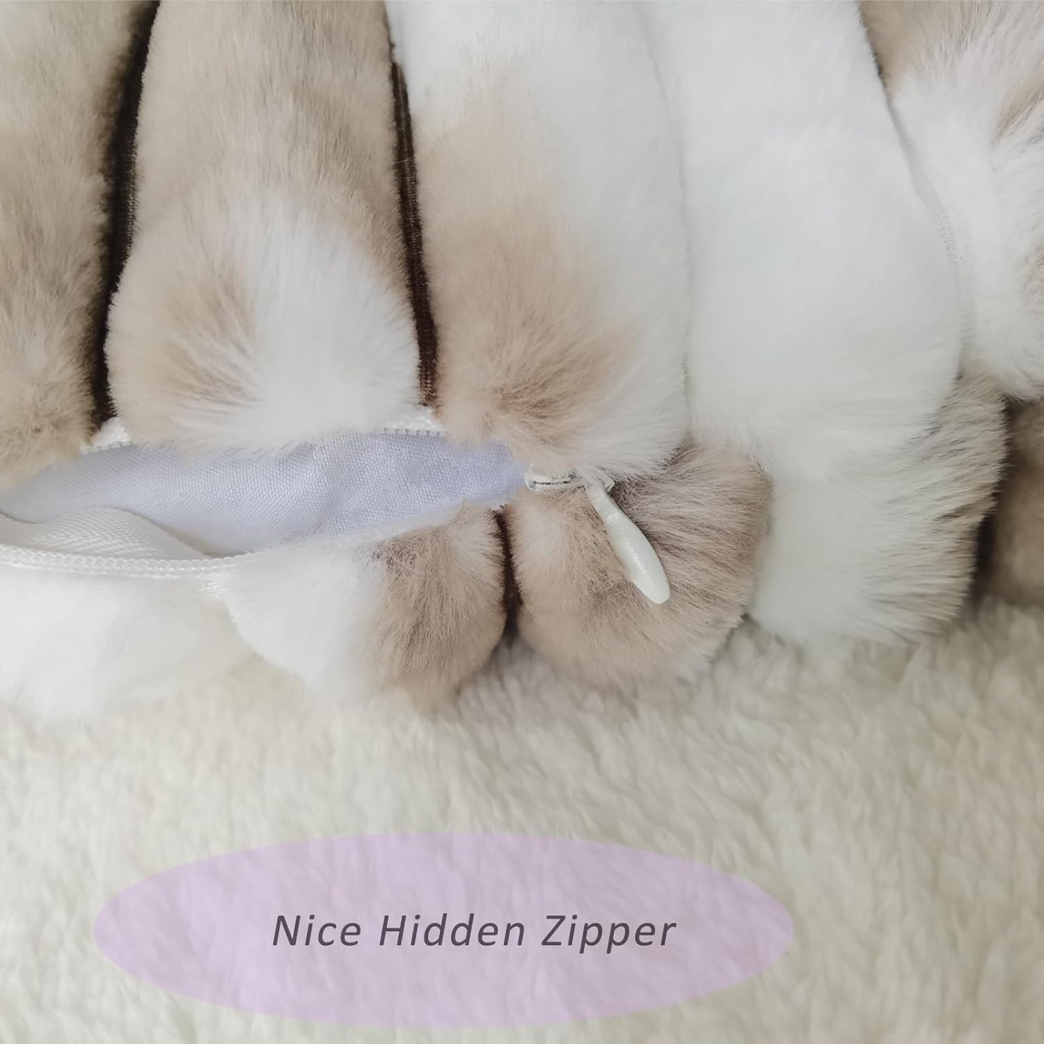 Fundas de almohada de 18 x 18 pulgadas, fundas de almohada esponjosas a rayas, juego de 2 piezas, color blanco con caqui, 18 x 18 pulgadas
