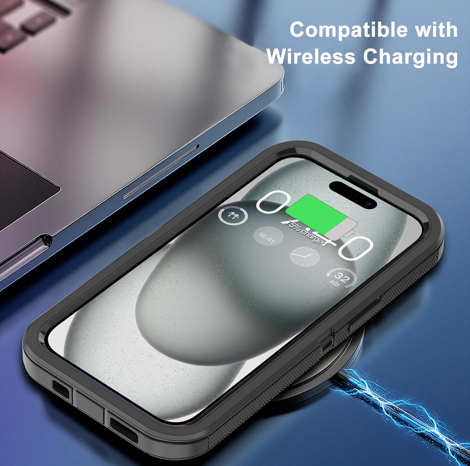 Annymall Funda para iPhone 15 con 2 protectores de pantalla, protección contra caídas a prueba de golpes, cuerpo completo, resistente, 3 capas,