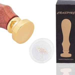 CRASPIRE Sello redondo de cera en blanco de 0.787 in, sello de cera de sellado en blanco, cabeza de sello de latón extraíble, mango de madera de CRASPIRE Sello redondo de cera en blanco de 0.787 in, sello de cera de sellado en blanco, cabeza de sello de latón extraíble, mango de madera de