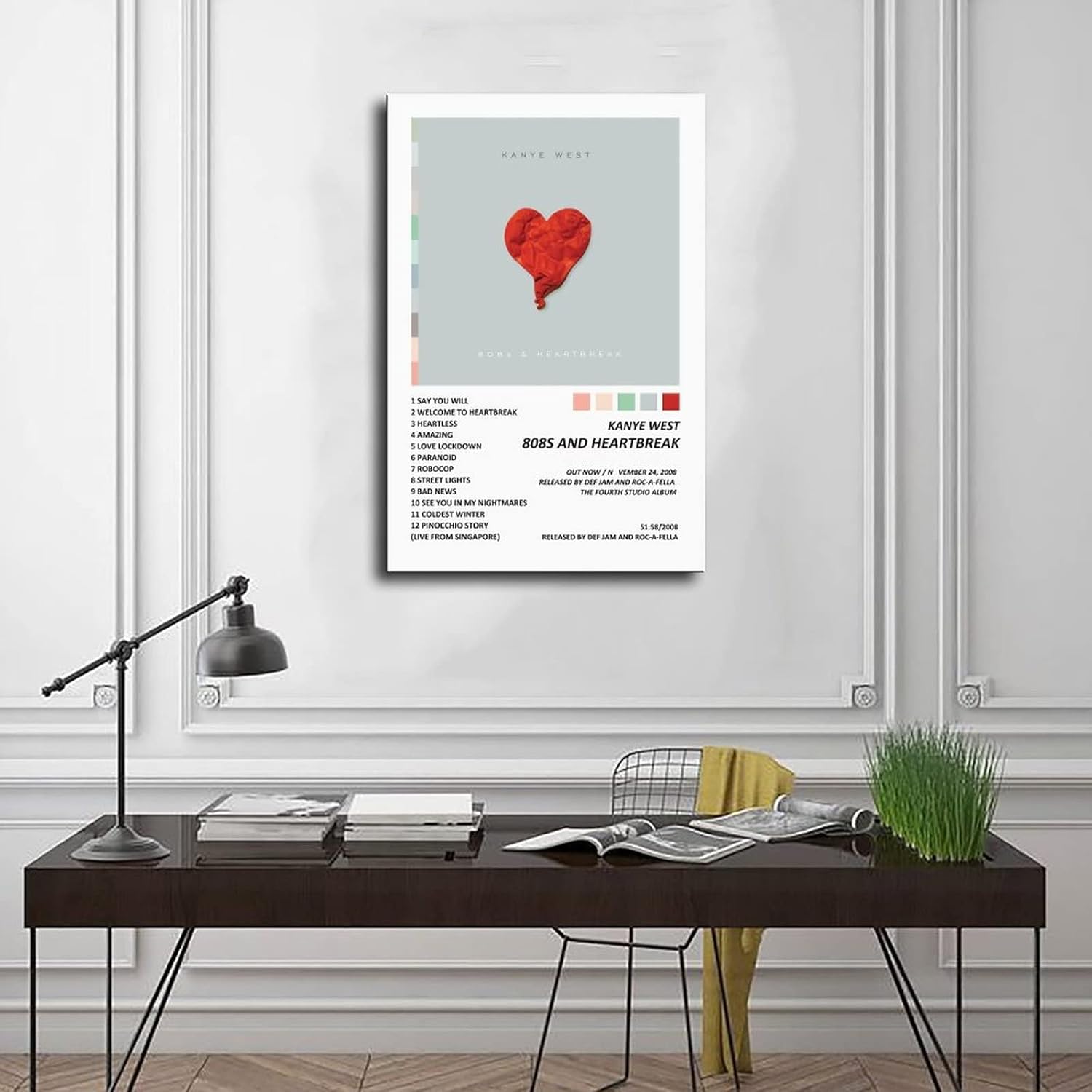 WANMLY Póster de Kanye West 808s Heartbreak Music Album Cover Poster Póster de lienzo Decoración de Dormitorio Paisaje Deportivo Oficina Decoración
