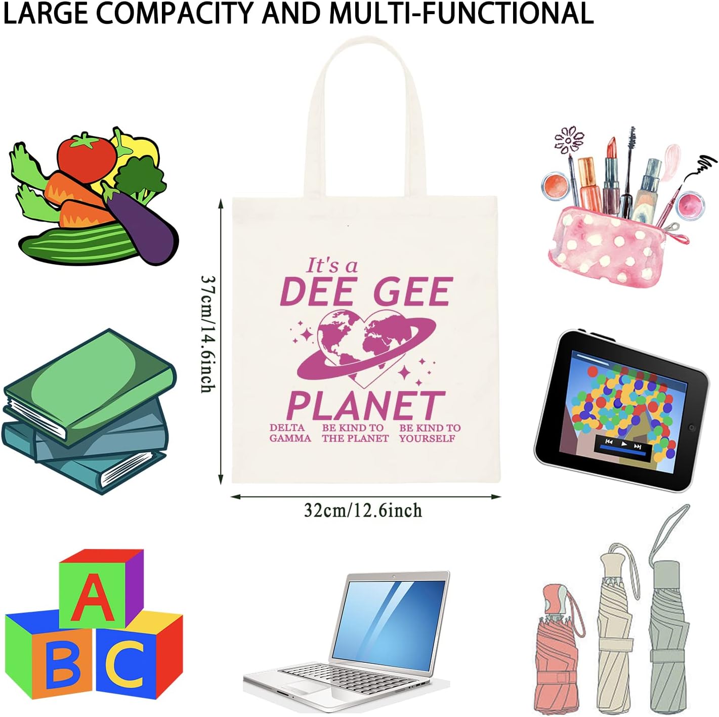 AGD Bolsa de maquillaje de hermandad alfa gamma con cremallera, regalo temático de hermandad, regalo de hermandad de mujeres de moda, bolsa de