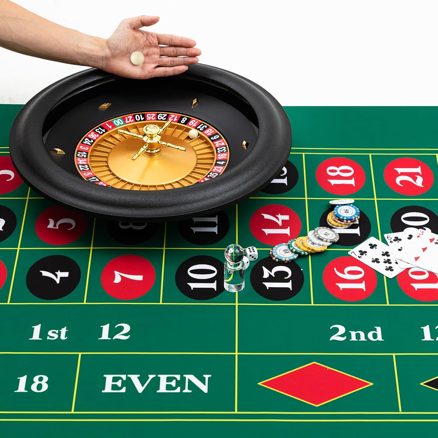 Leyndo Juego de ruleta profesional ABS de 18 pulgadas, juego de ruleta de grado casino con rueda de ruleta de doble diseño cero con 2 bolas de