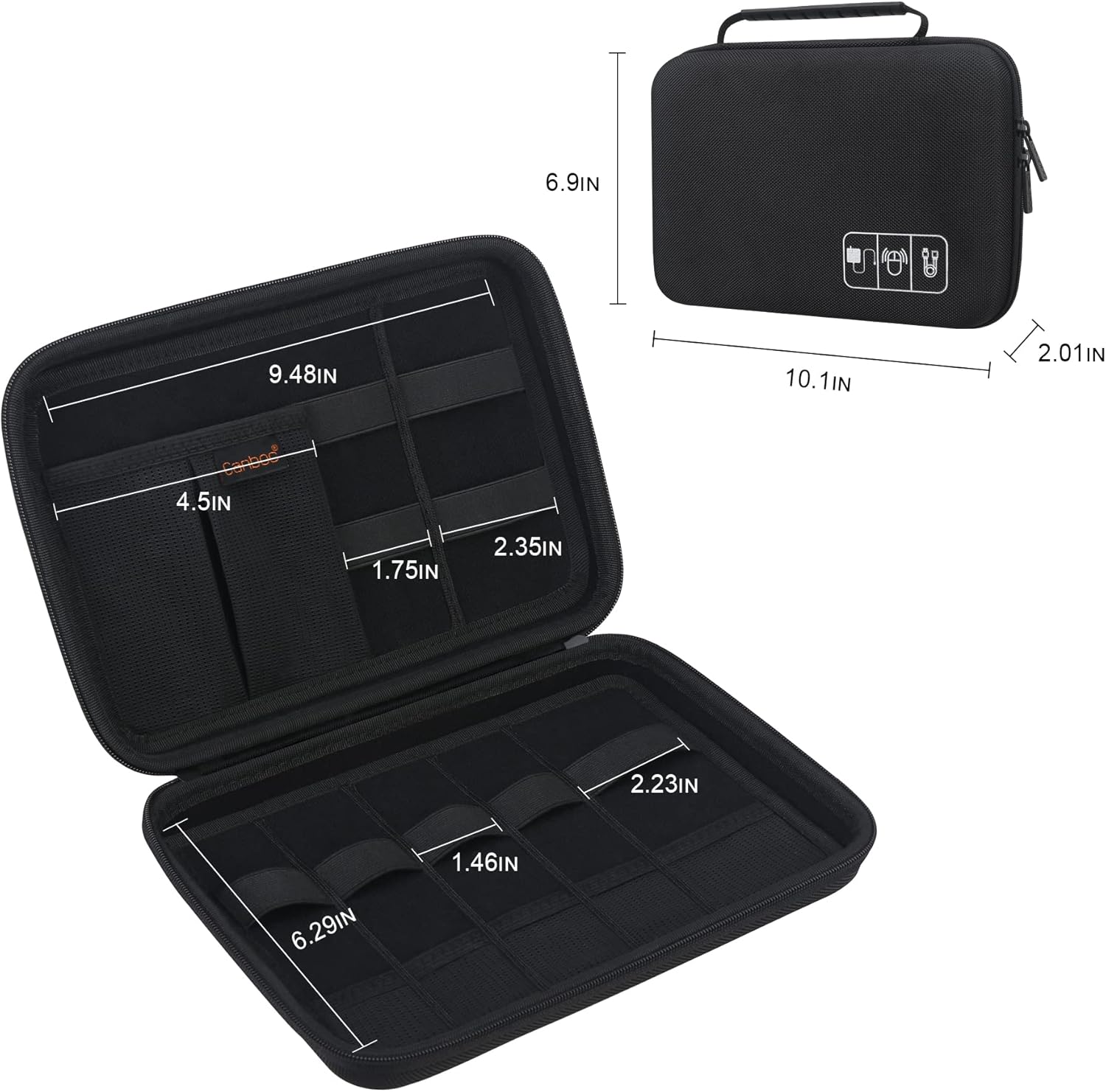 Canboc Organizador de electrónica portátil duro, bolsa organizadora de cables de viaje, funda de accesorios electrónicos para cables, cable,