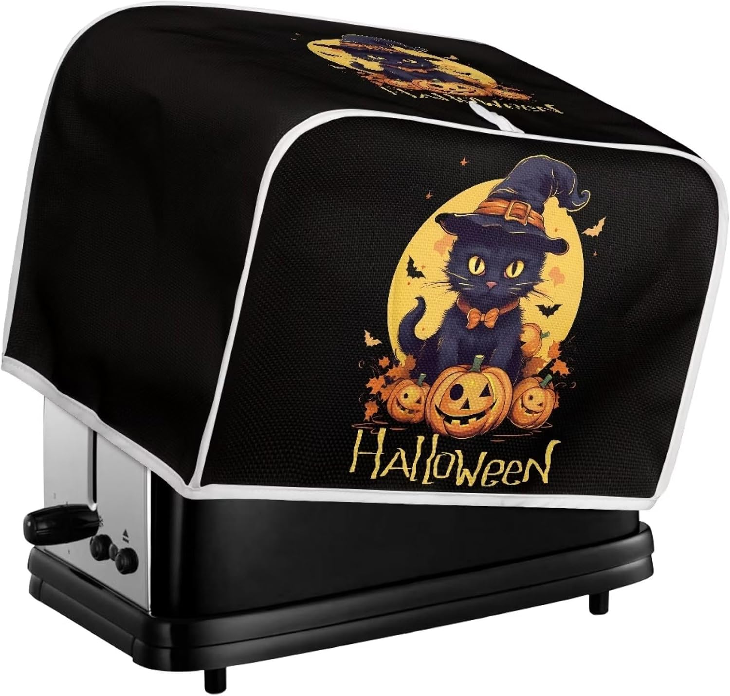Funda para hacer pan de Halloween, cubierta antipolvo lavable para tostadora de gato de calabaza, 2 rebanadas, cubierta duradera antisalpicaduras,