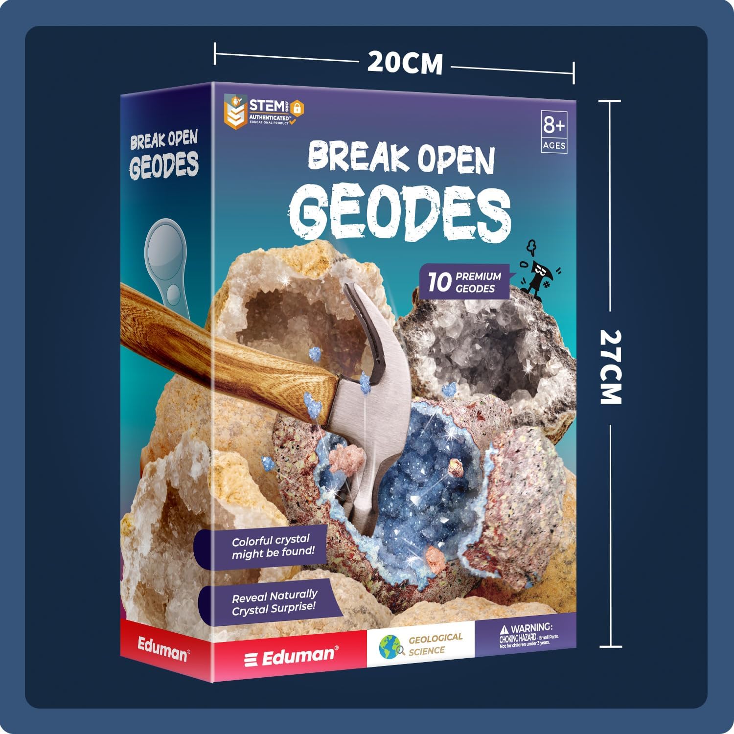 Geodas con cristales Break Open Kit de 10 geodas premium  Kit de ciencia de cristales de geología  Juguetes educativos de cristal STEM regalos para