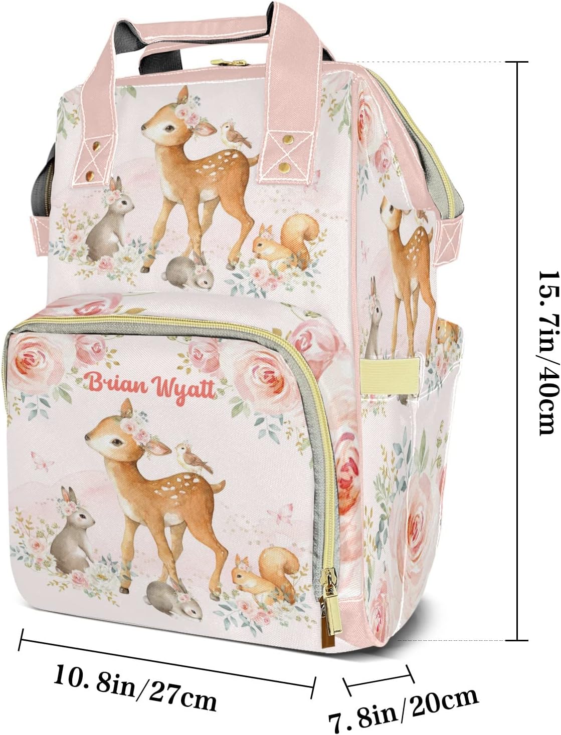 Bolsas de pañales personalizadas de gran capacidad, mochila personalizada con nombre de león y zorro, ciervo, mochila informal para regalos, Diseño