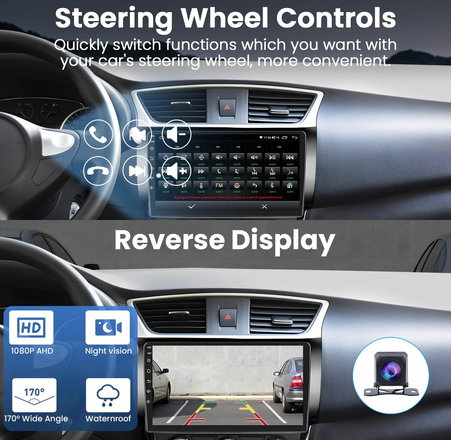 Estéreo de coche de 4 núcleos 2+32G para Nissan Sentra 2013-2017, pantalla táctil de 10.1 pulgadas con CarPlay y Android Auto, con cámara de