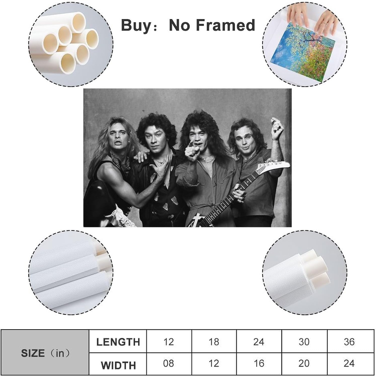CHYCYGDH Van Halen – Póster original de Van Halen de 1980, póster de música vintage, póster de rock, decoración artística, pintura estética, arte de