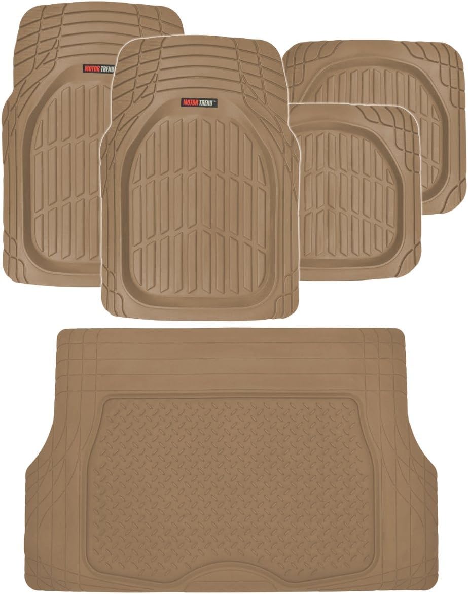 Motor Trend FlexTough tapetes para piso de caucho, de gran capacidad, base gruesa y forro para carga, para todos los climas juego de cobertura